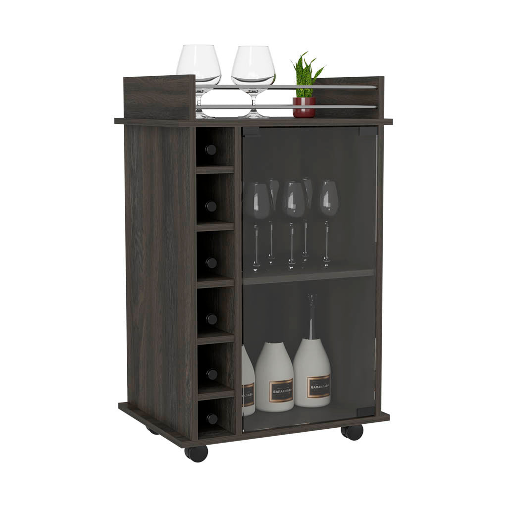 Bar Cart Baltimore, Six Wine Cubbies, Carbon Espresso Finish