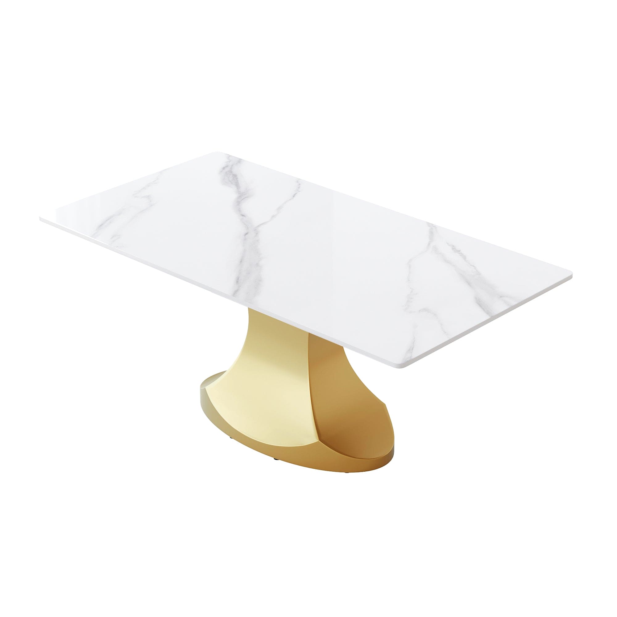 70.84 "modern artificial stone white panel golden stainless steel curved legs-can accommodate 6-8 people