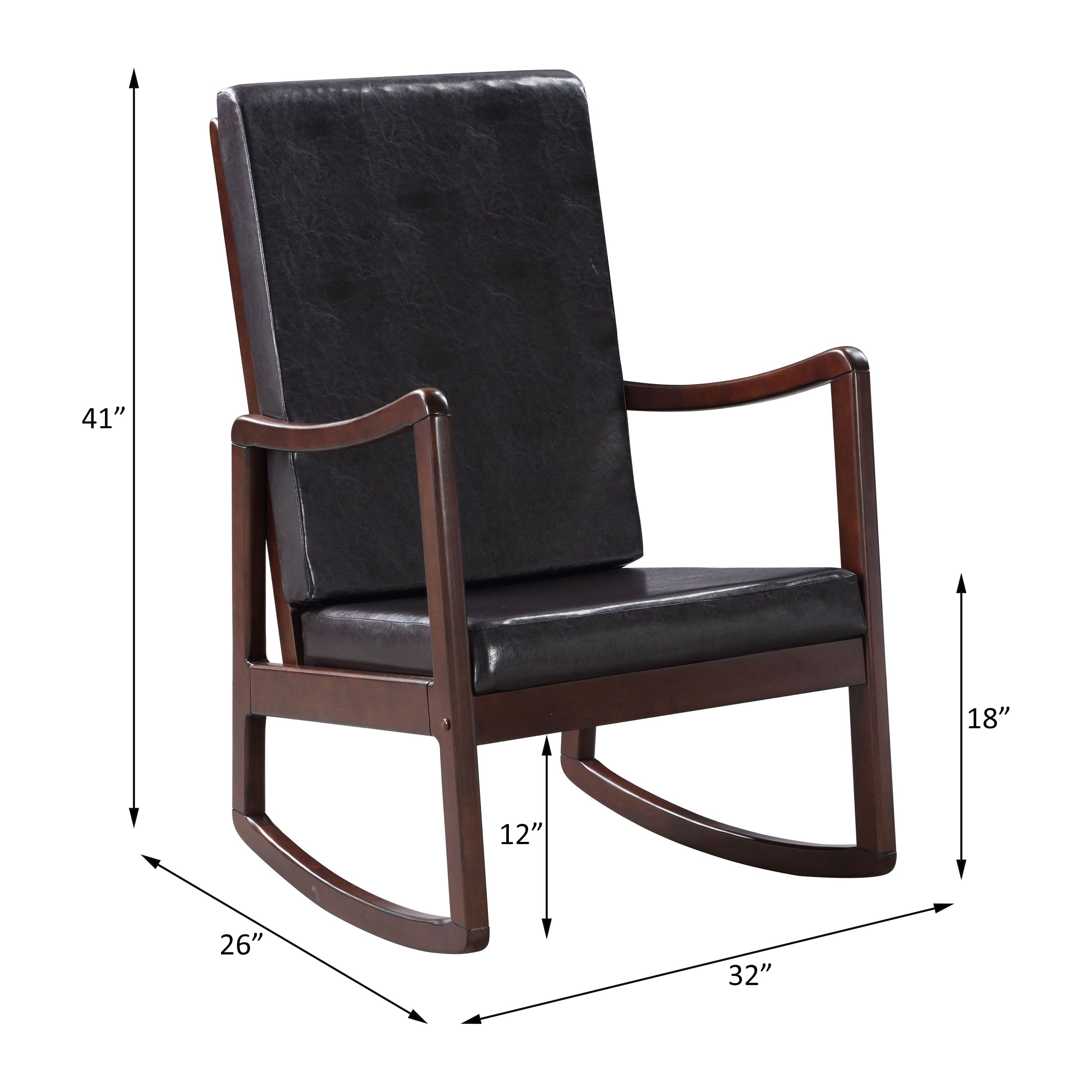 ACME Raina Rocking Chair, Dark Brown PU & Espresso Finish 59935