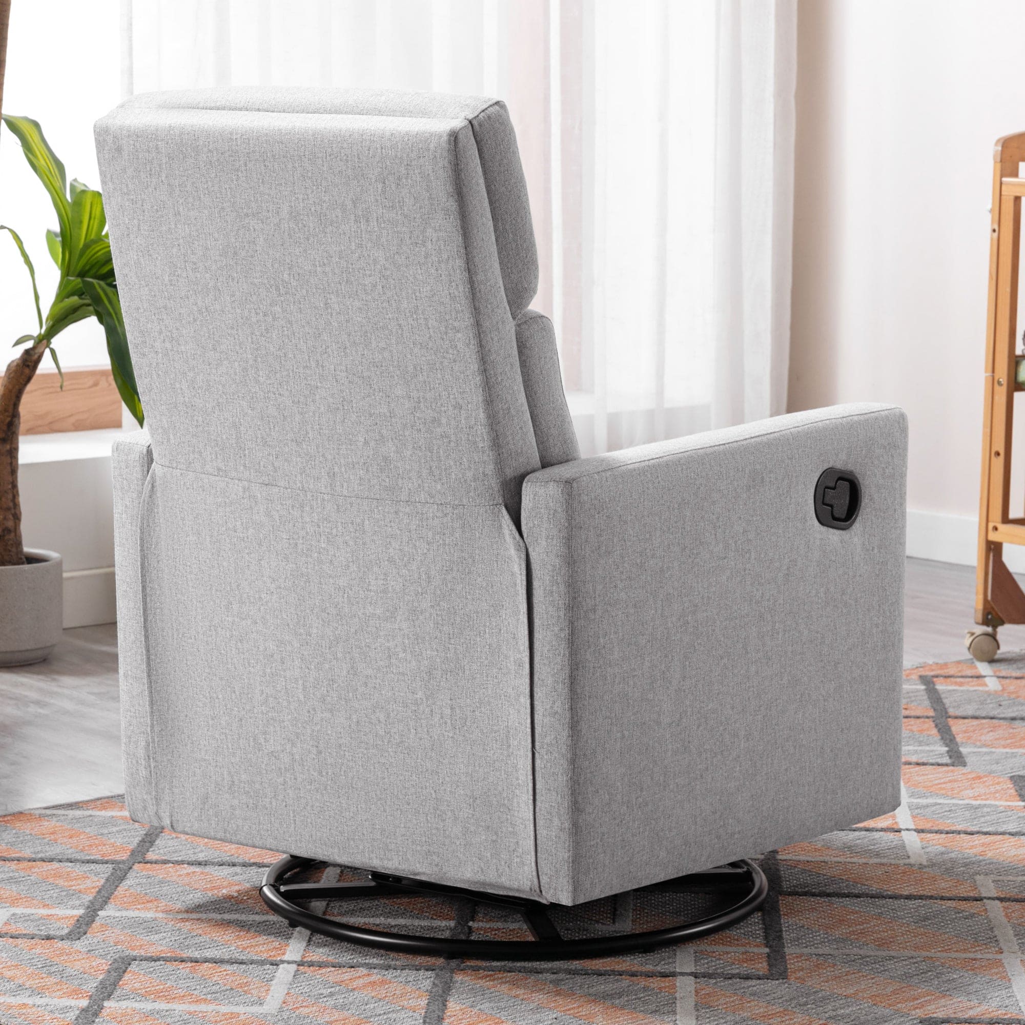 Modern Upholstered Rocker Nursery Chair Plush Seating Glider Swivel Recliner Chair, Gray