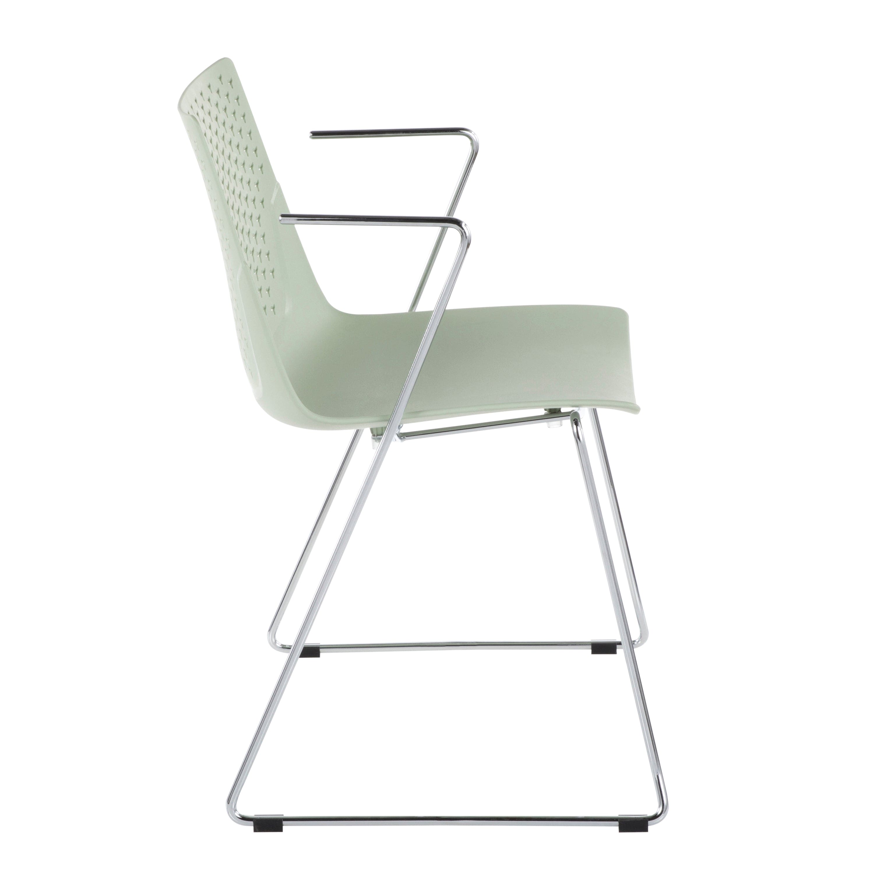 Matcha Contemporary Chair in Chrome and Green by LumiSource - Set of 2