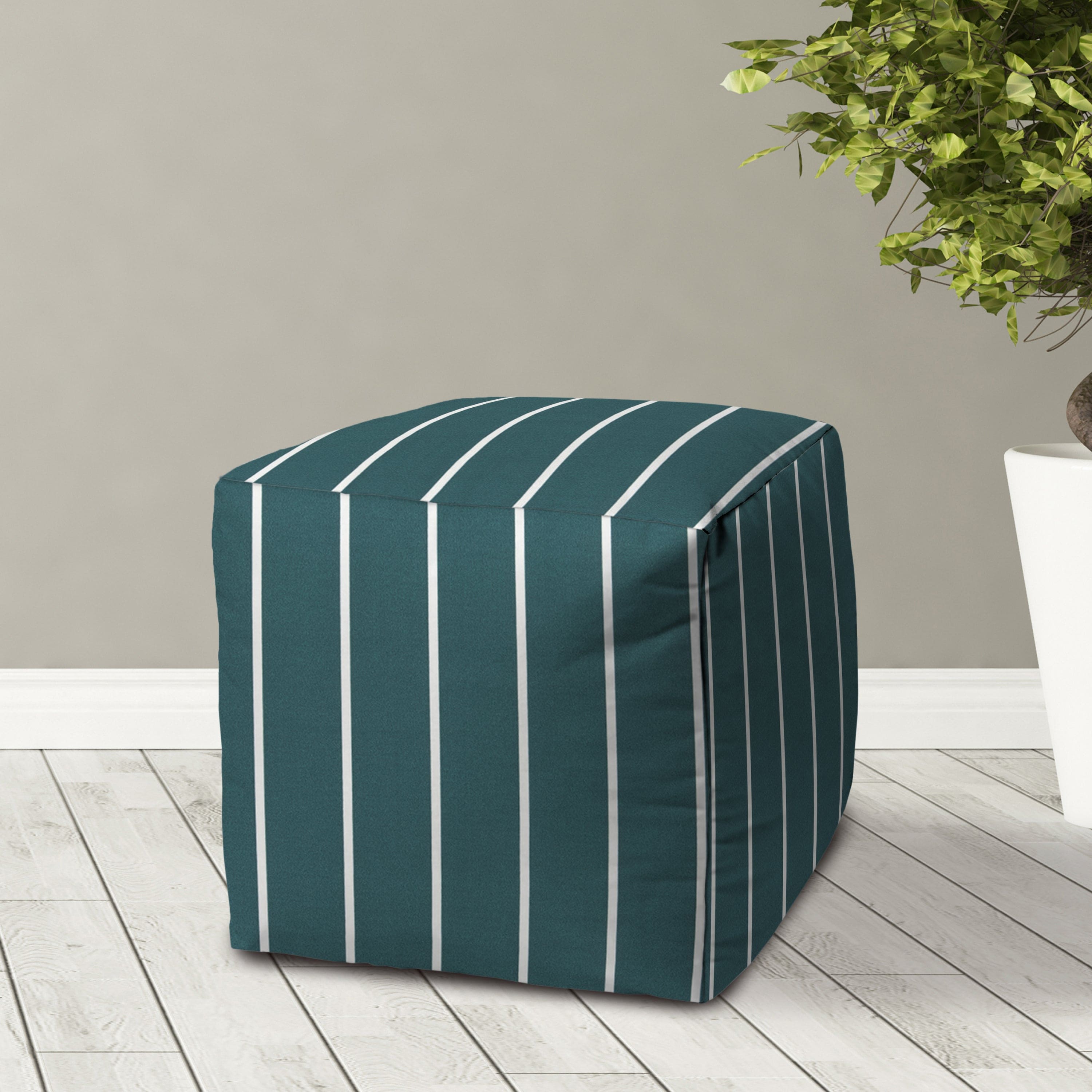 WINDRID Slate Teal Indoor/Outdoor Pouf - Zipper Cover with Polystyrene Bead Insert - 17 x 17 x 17 Cube