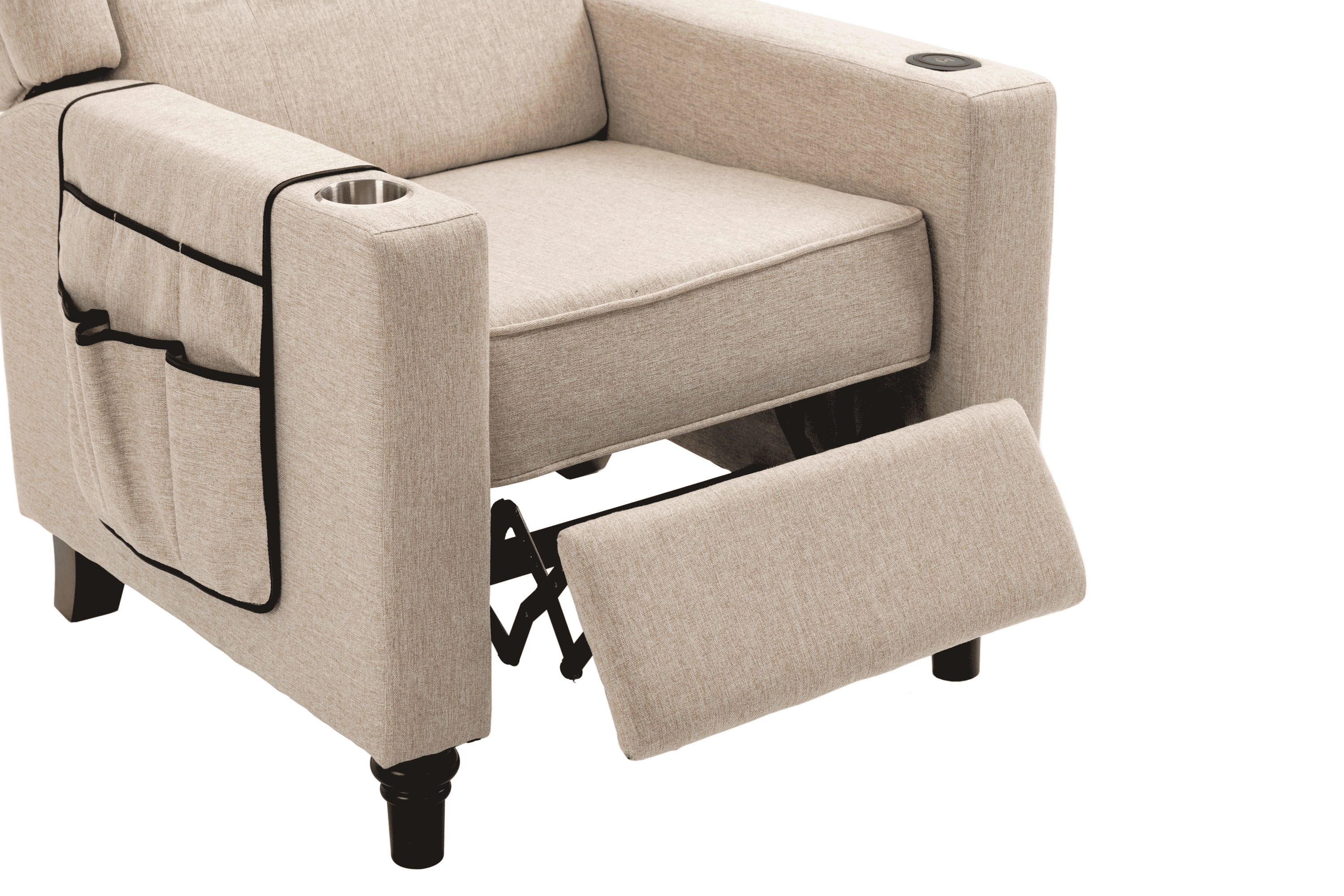 Arm Pushing Recliner Chair, Modern Button Tufted Wingback Push Back Recliner Chair, Living Room Chair Fabric Pushback Manual Single Reclining Sofa Home Theater Seating for Bedroom,Khaki Yelkow