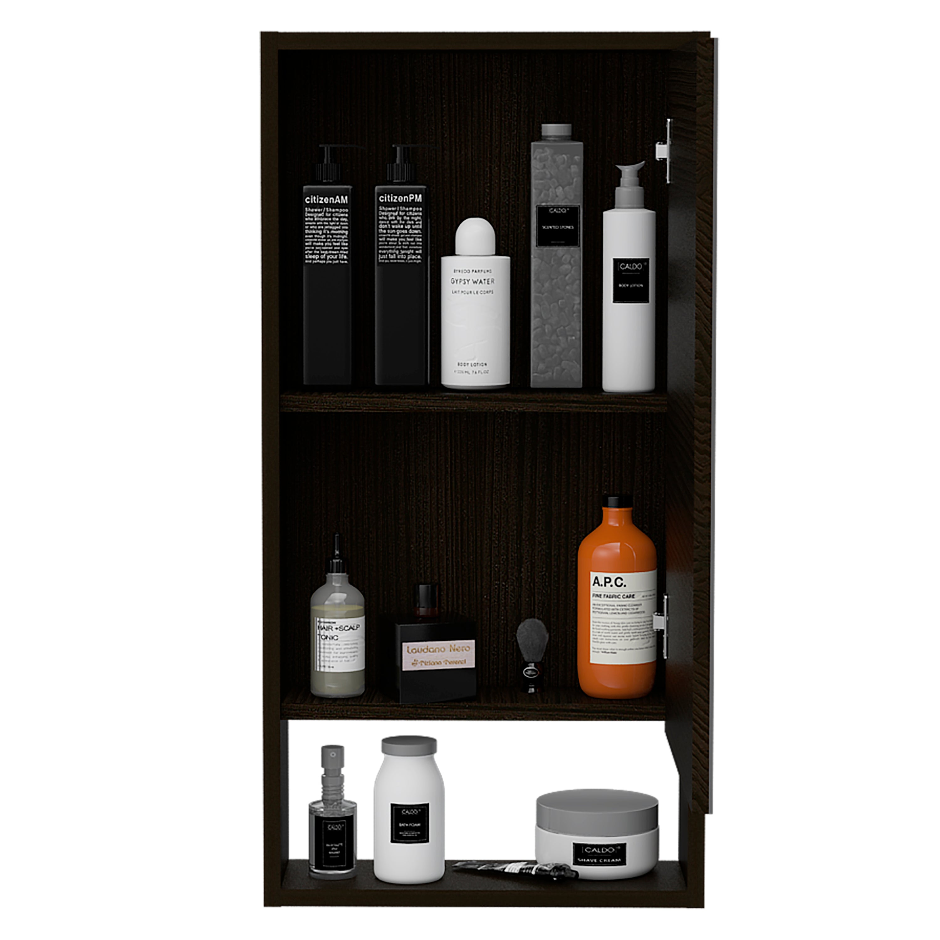 Medicine Cabinet Irvine, One External Shelf, Black Wengue Finish