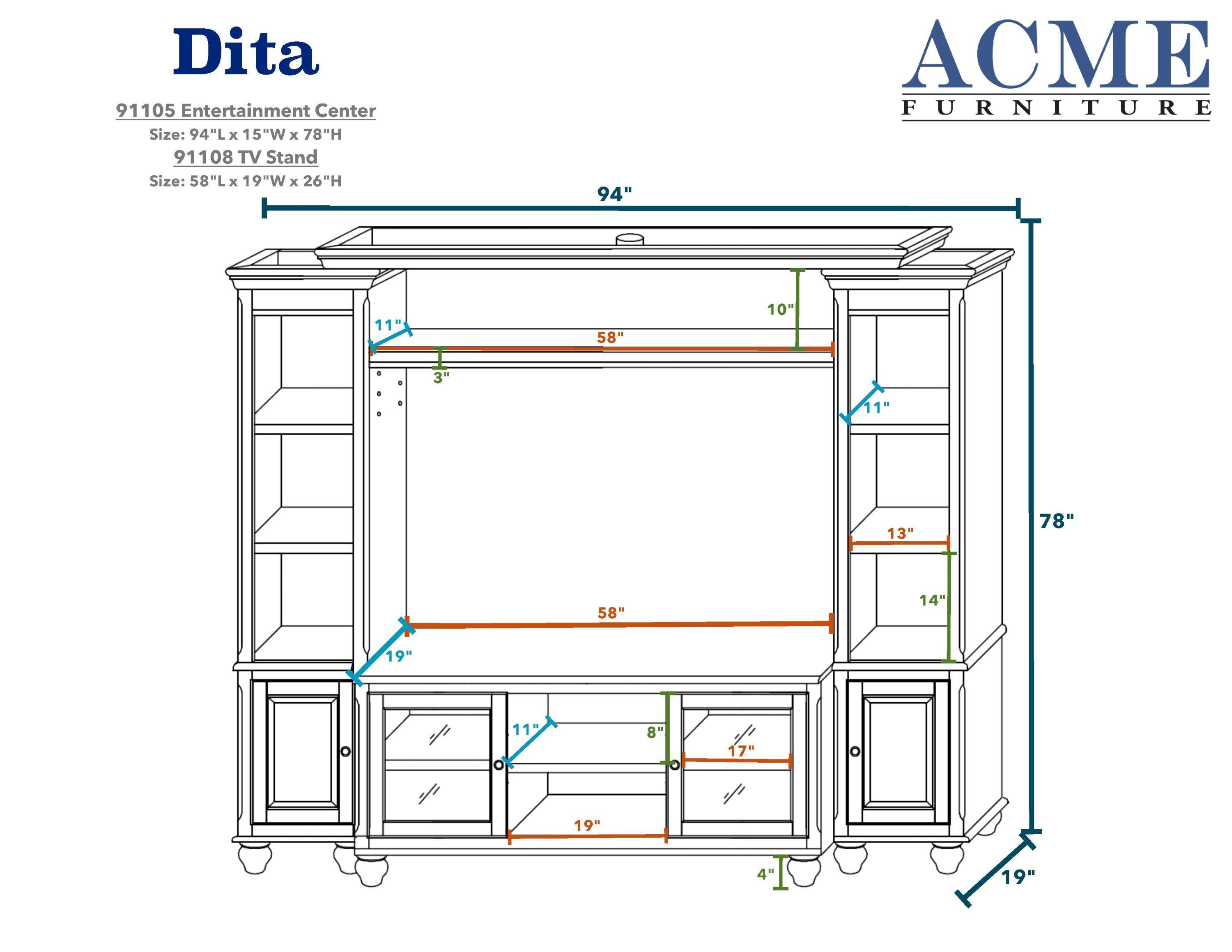 ACME Dita TV Stand in Walnut 91108