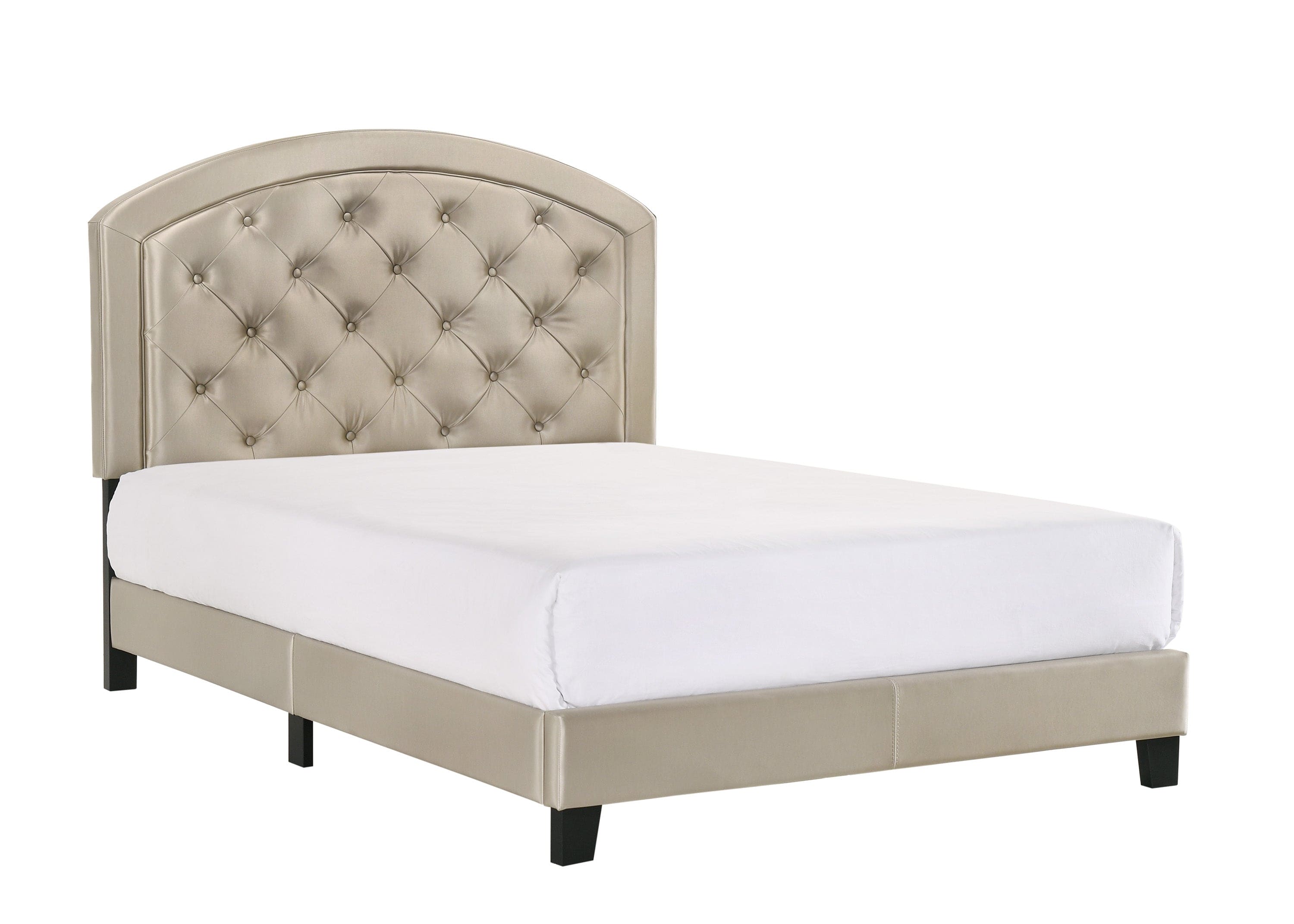 Full Upholstered Platform Bed with Adjustable Headboard 1pc Full Size Bed Gold Fabric