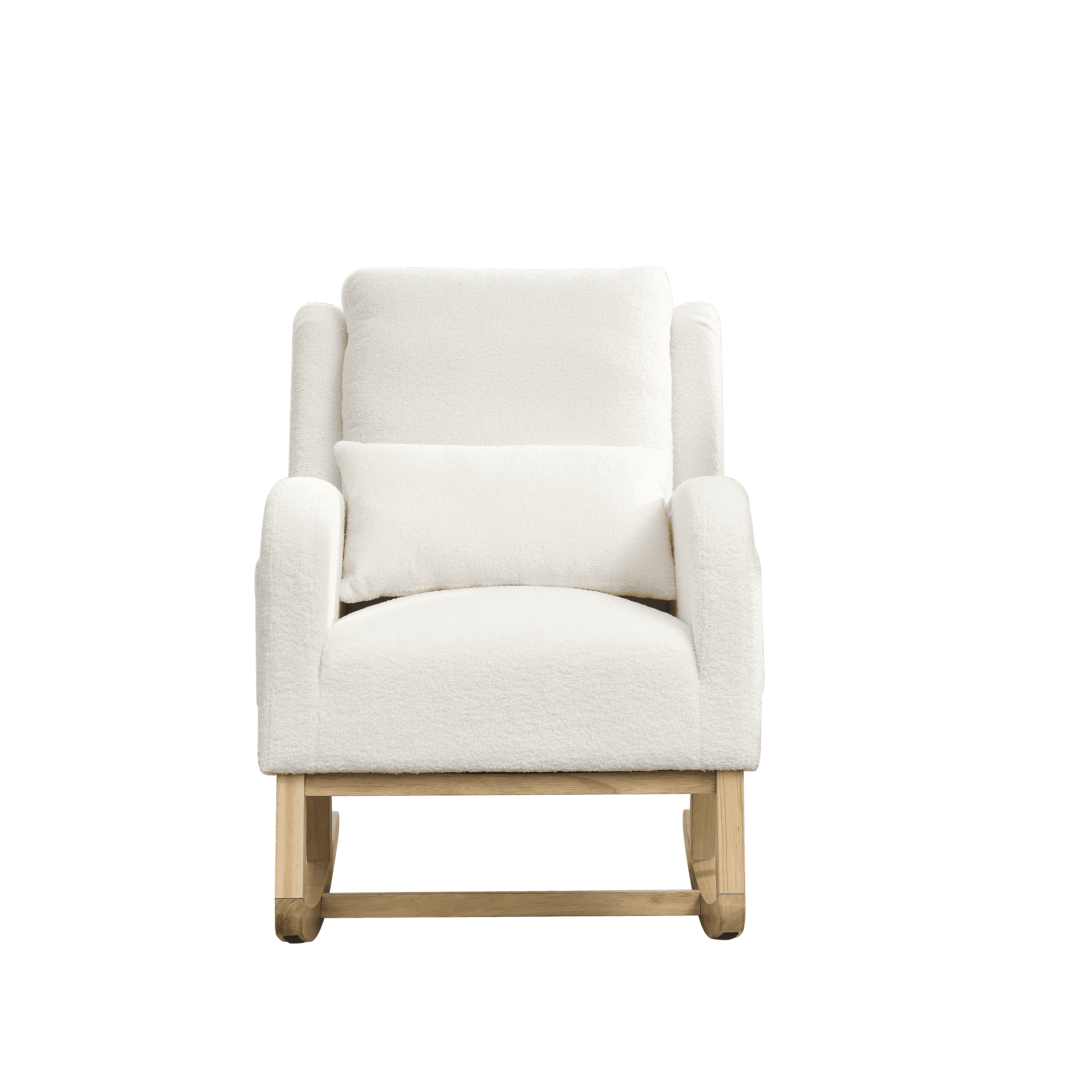 [Video] Welike 27.5 "W Modern Accent High Back Living Room Casual Armchair Rocker with One Lumbar Pillow, Two Side Pockets,Teddy White (Ivory)