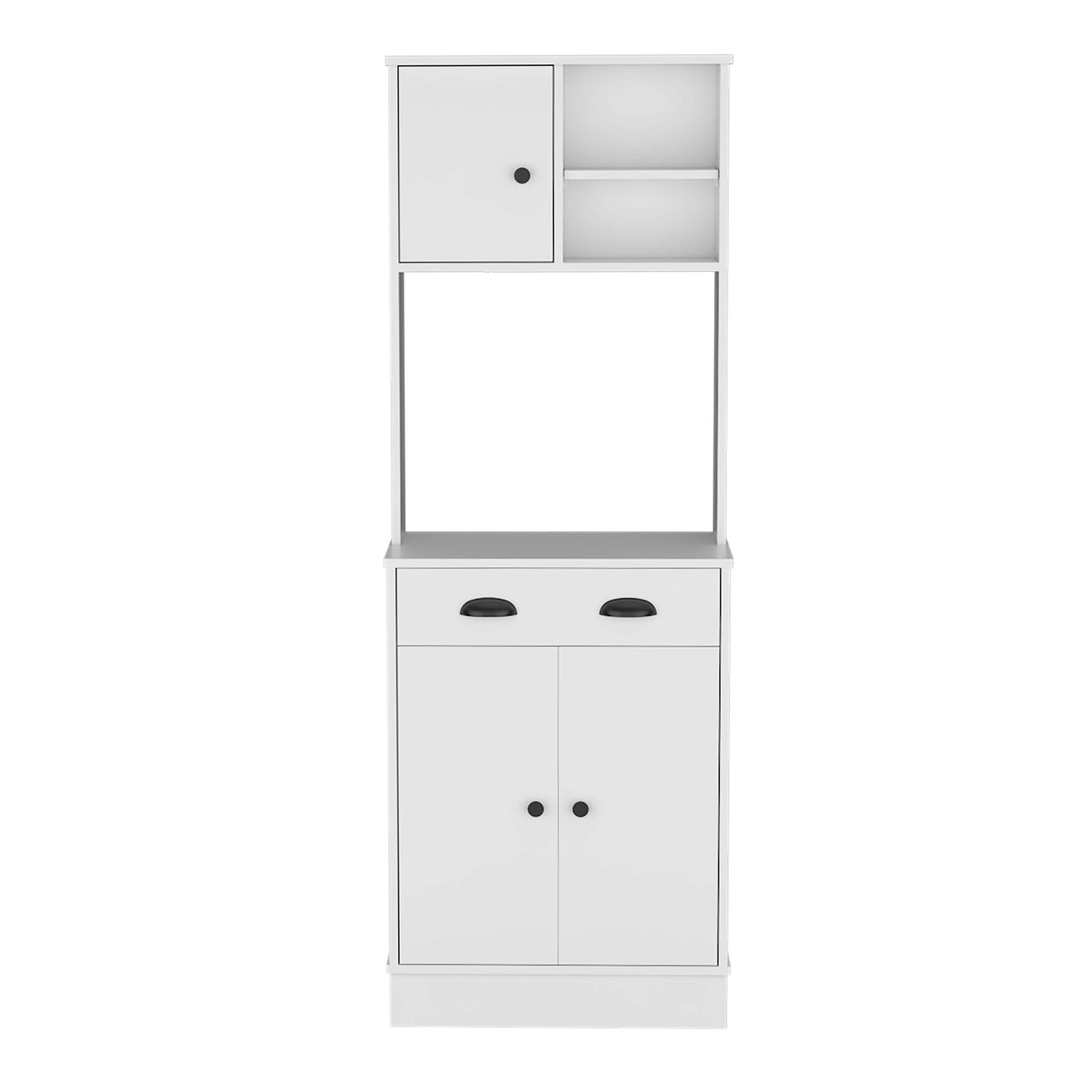 Microwave Storage Stand with 3-Doors and Drawer Arlington, White Finish