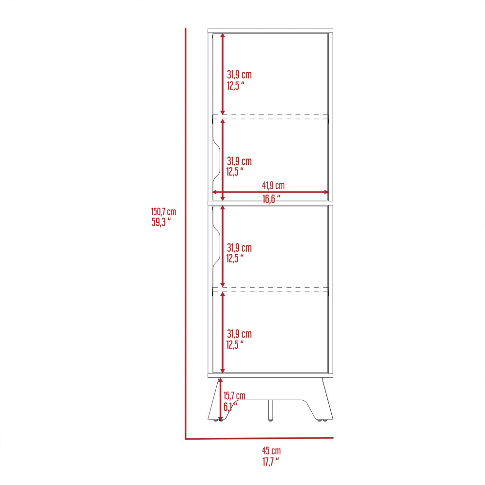 DEPOT E-SHOP Dahoon Single Kitchen Pantry Double Doors Cabinets, Four Shelves, Light oak / White