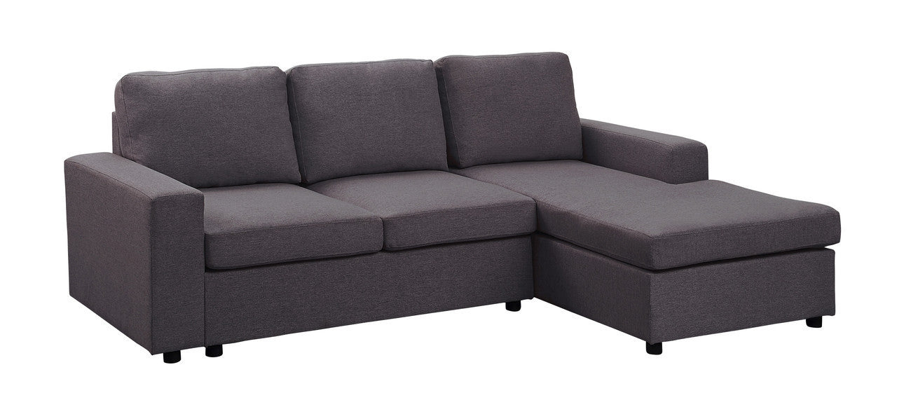 Newlyn Sofa with Reversible Chaise in Dark Gray Linen