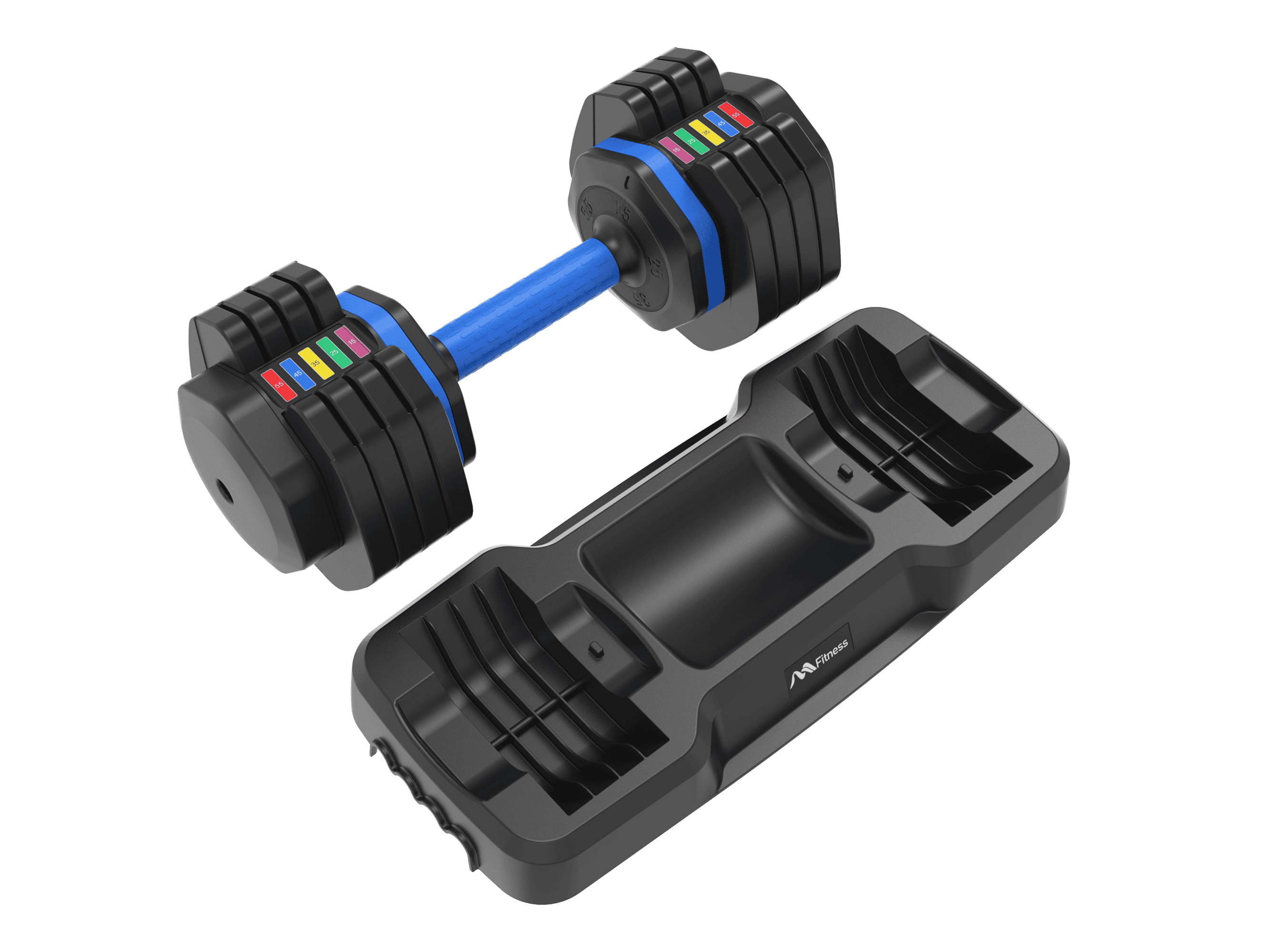 Adjustable Dumbbell - 55lb Single Dumbbell with Anti-Slip Handle, Fast Adjust Weight by Turning Handle with Tray, Exercise Fitness Dumbbell Suitable for Full Body Workout