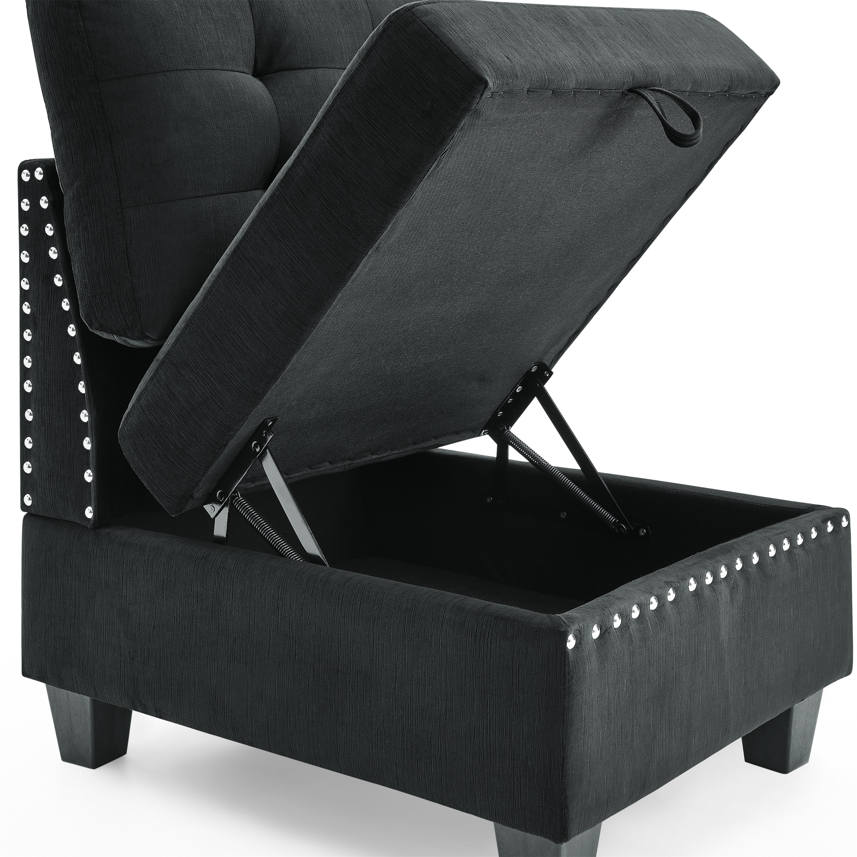 Single Chair  for Modular Sectional,Black Velvet (26.5"x31.5"x36")