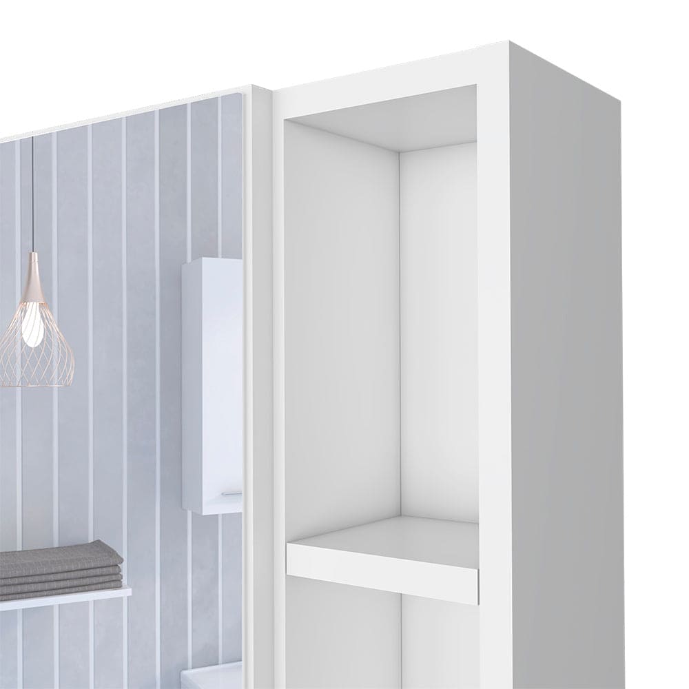 Medicine Cabinet Viking, Three Internal Shelves, Single Door, Two External Shelves, White Finish