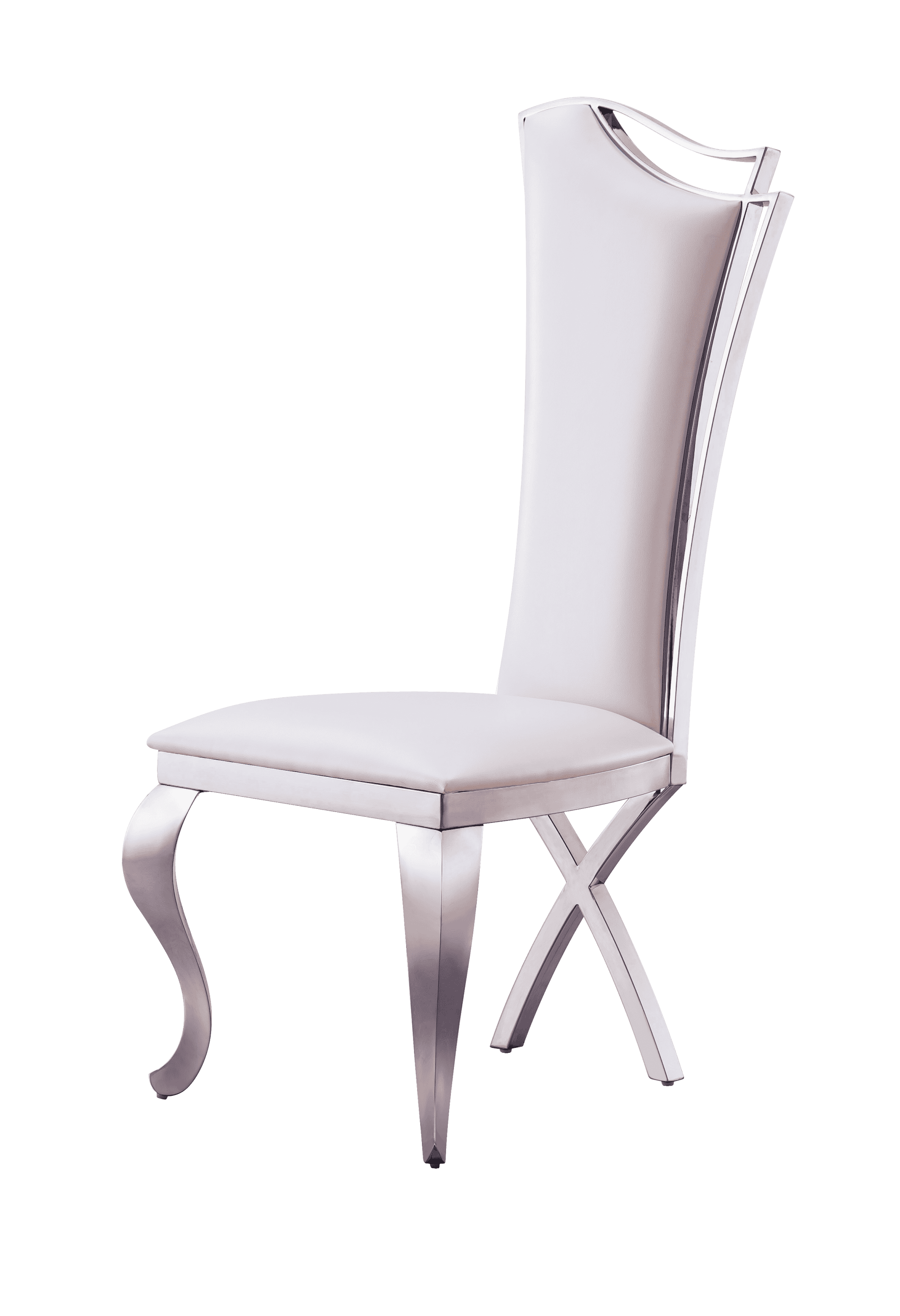 Leatherette Unique Design Backrest Dining Chair with Stainless Steel Legs Set of 2