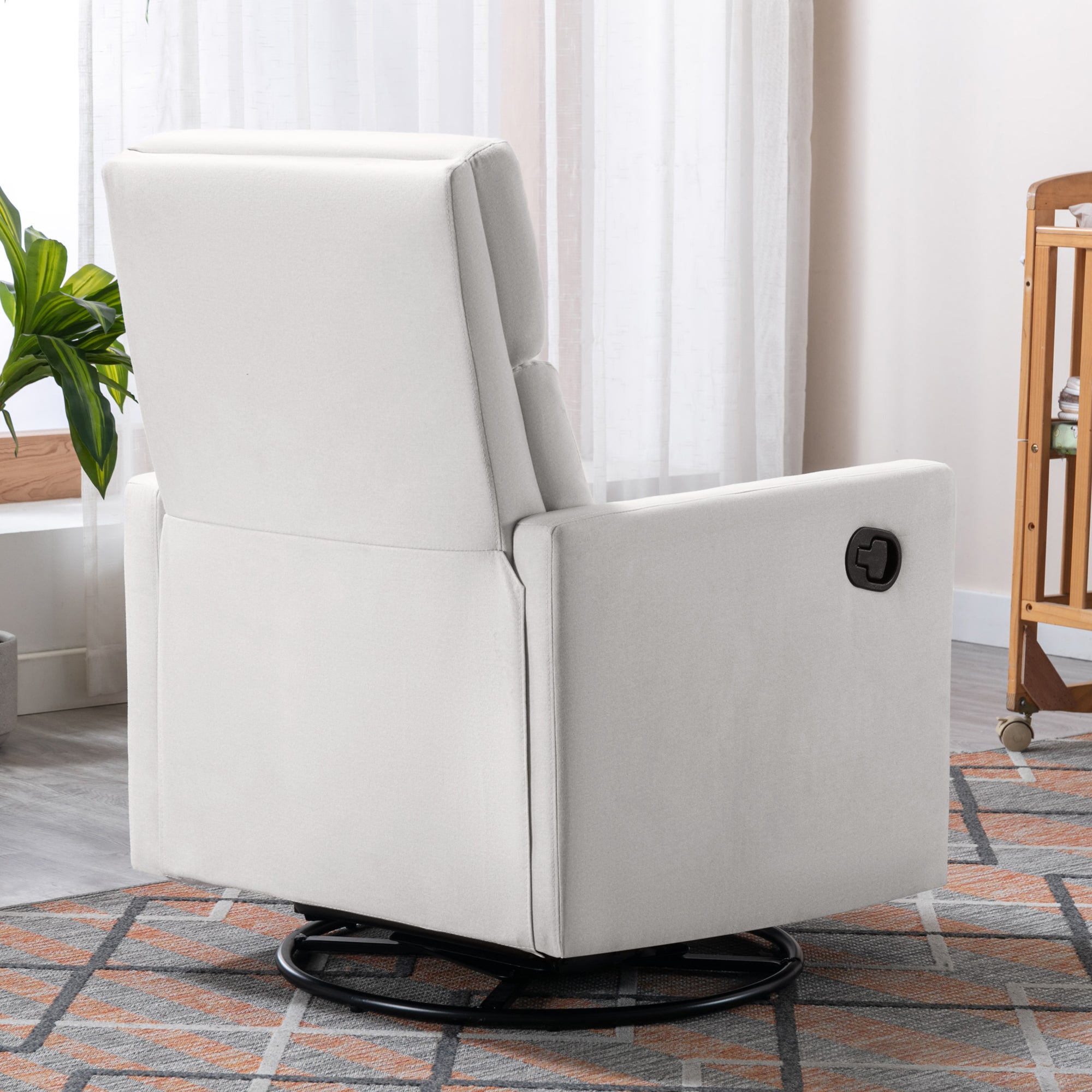 Modern Upholstered Rocker Nursery Chair Plush Seating Glider Swivel Recliner Chair, Beige