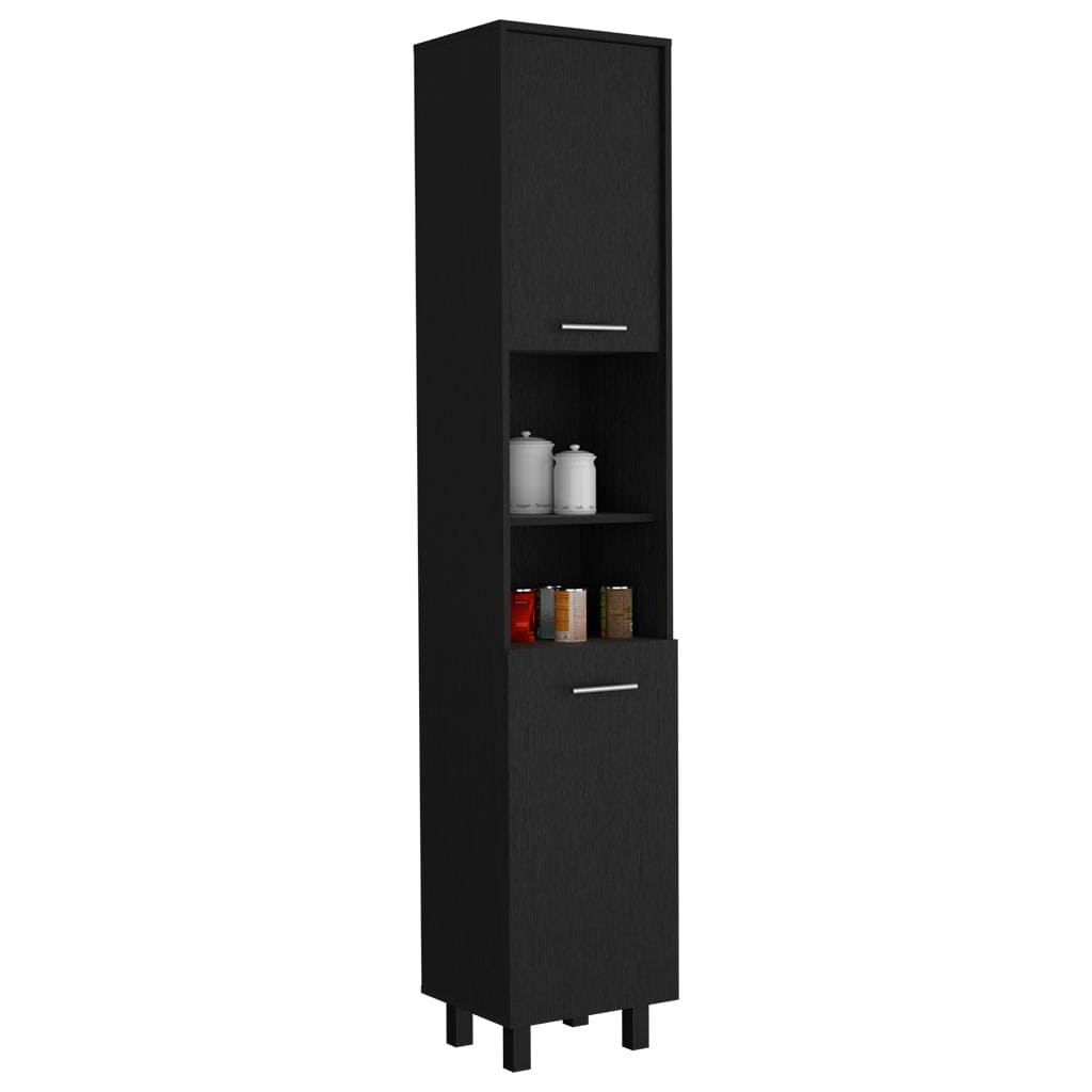 Pantry Cabinet Almada, Three Interior Shelves, Black Wengue Finish