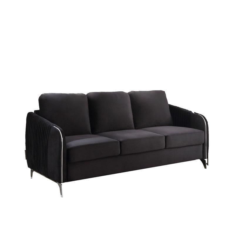 Hathaway Black Velvet Modern Chic Sofa Couch