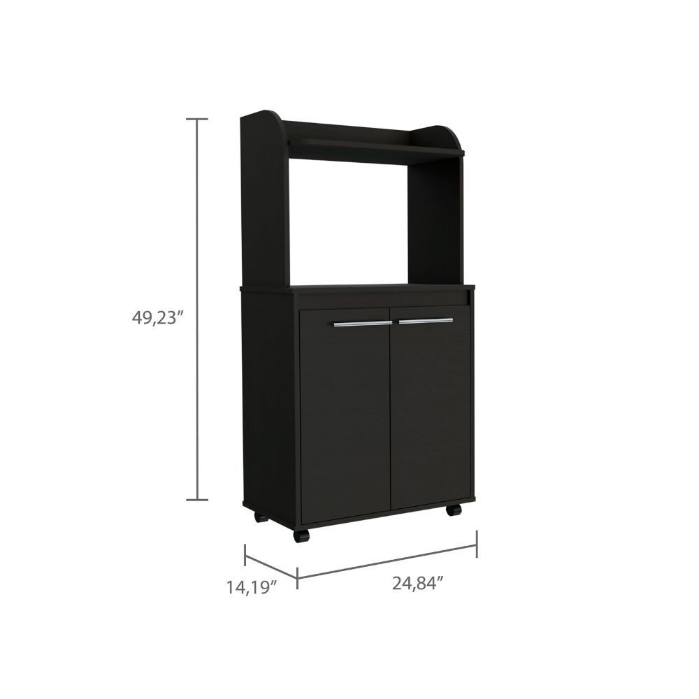 Charlotte 1-Shelf 2-Door Kitchen Pantry Black Wengue