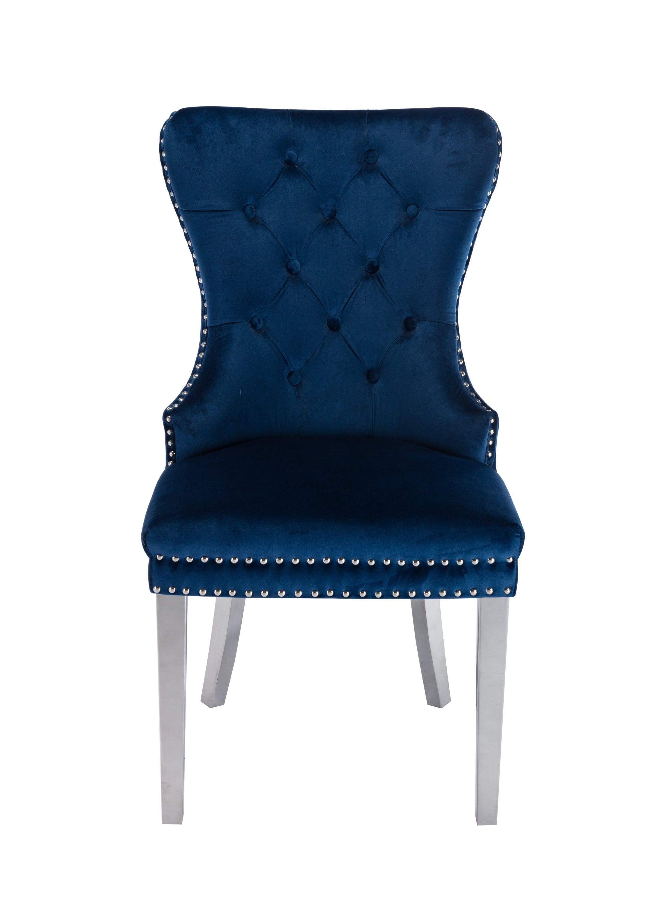 Simba Stainless Steel 2 Piece Chair Finish with Velvet Fabric in Blue