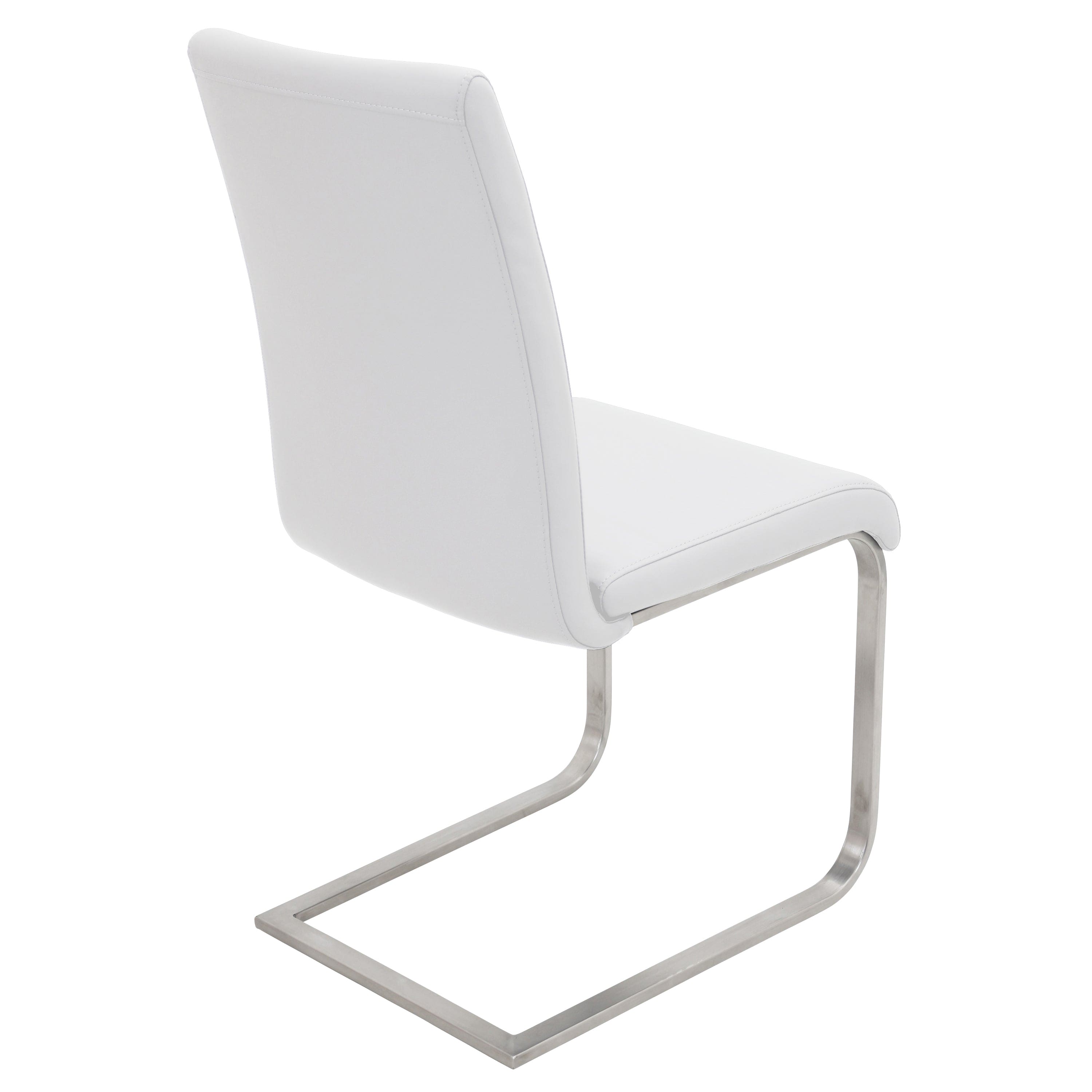 Foster Contemporary Dining Chair in Stainless Steel and White Faux Leather by LumiSource - Set of 2