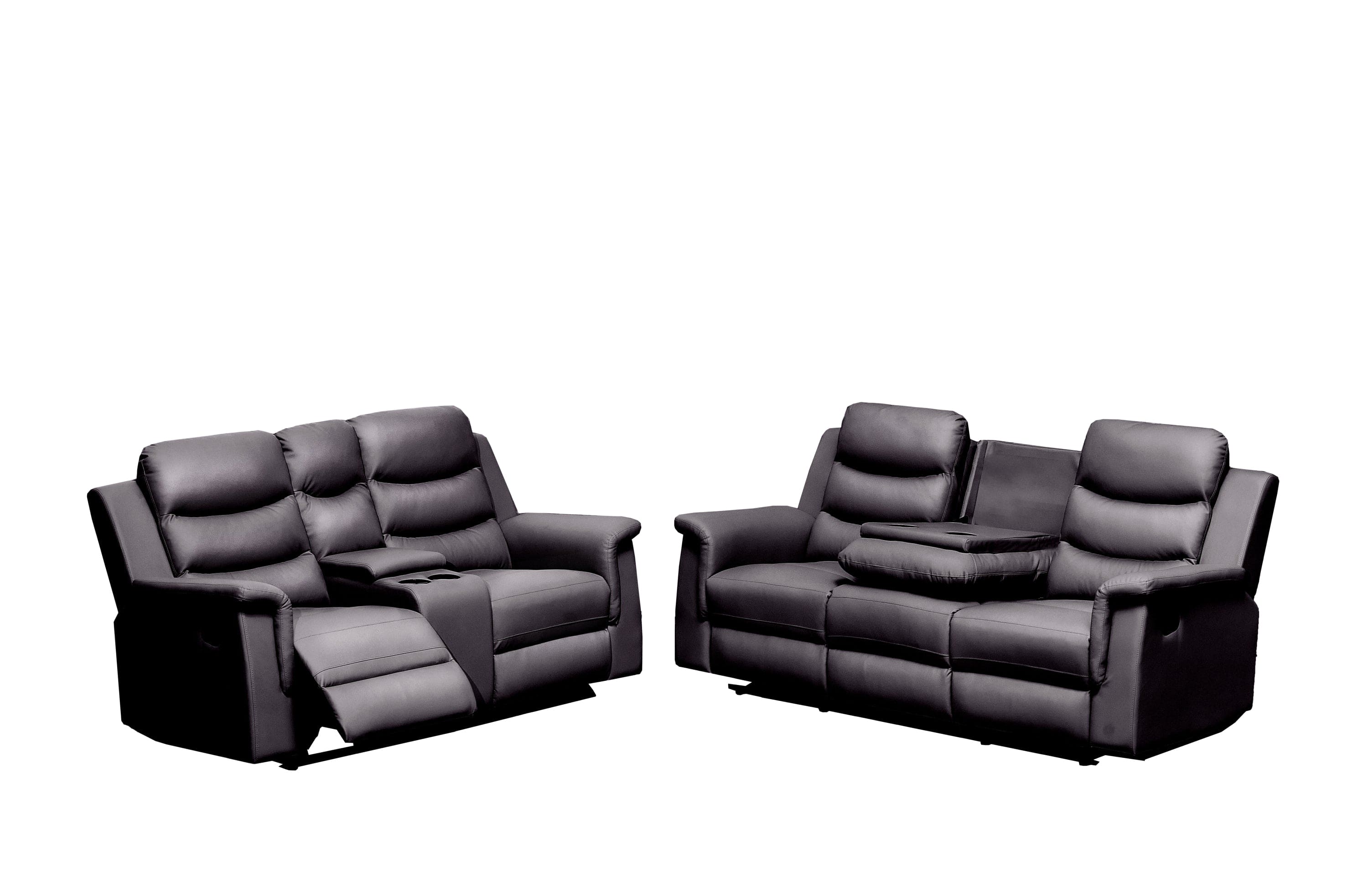 Reclining Loveseat with Middle Console Slipcover,  Stretch Loveseat Reclining Sofa Covers (BLACK, 2 Seat Recliner Cover with Console)