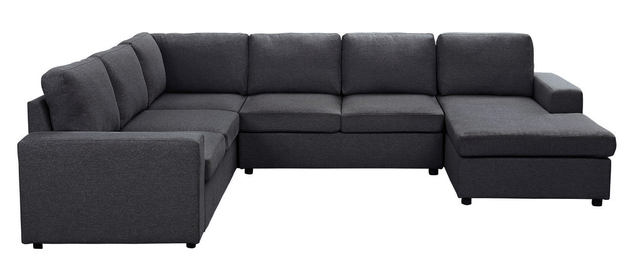 Dakota Sectional Sofa with Reversible Chaise in Dark Gray Linen