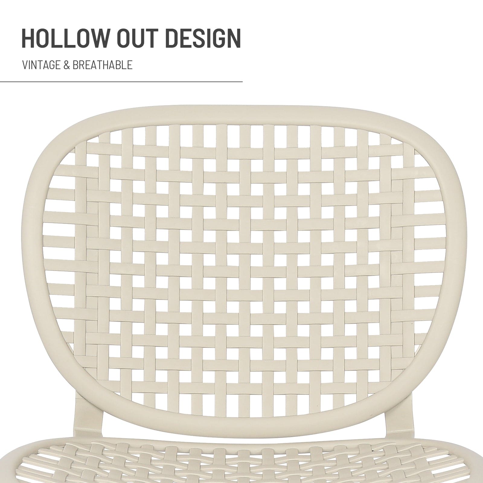 3 Pieces Hollow Design Retro Patio Table Chair Set White