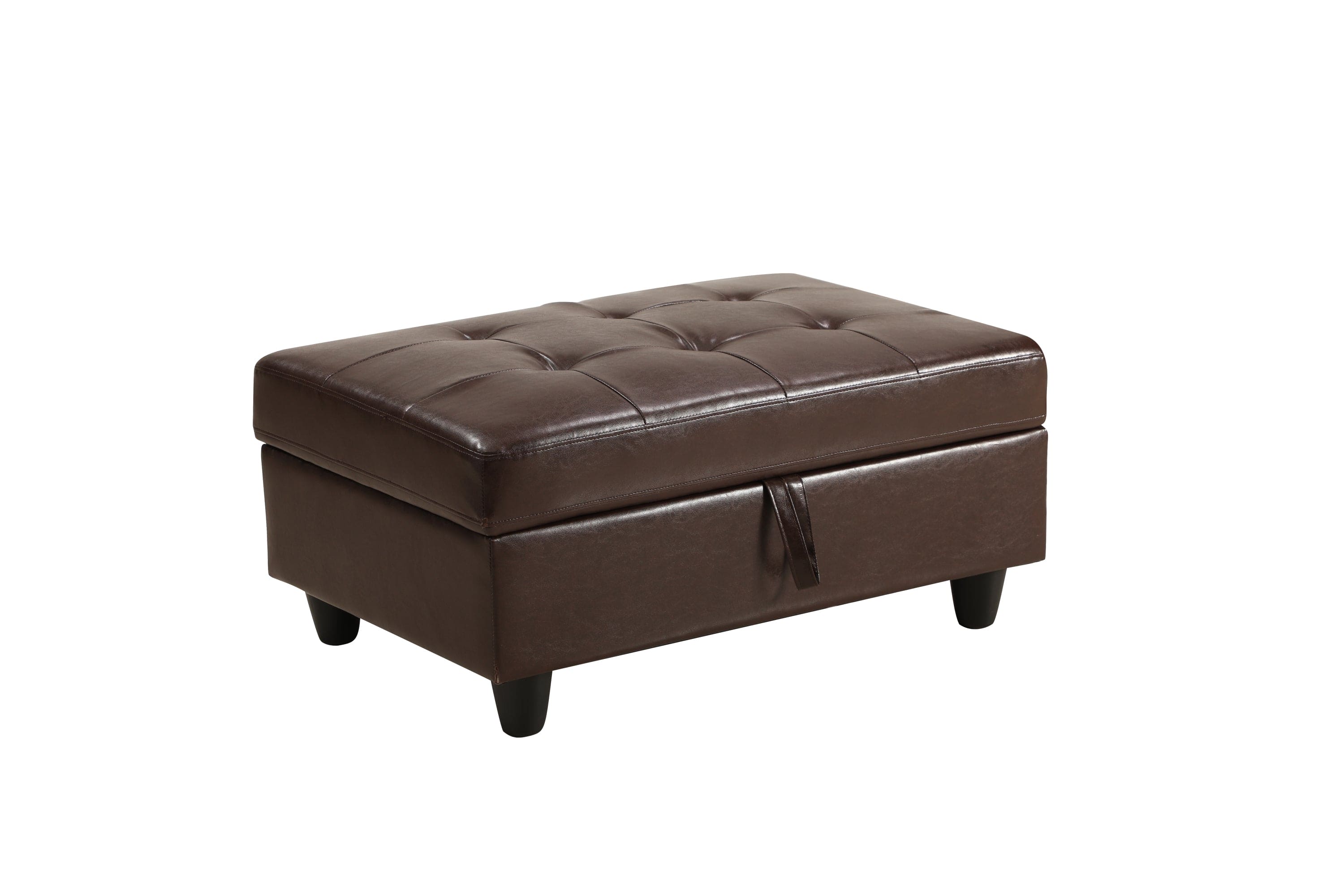 3 PC Sectional Sofa Set, (Brown) Faux Leather left -Facing Chaise with Free Storage Ottoman