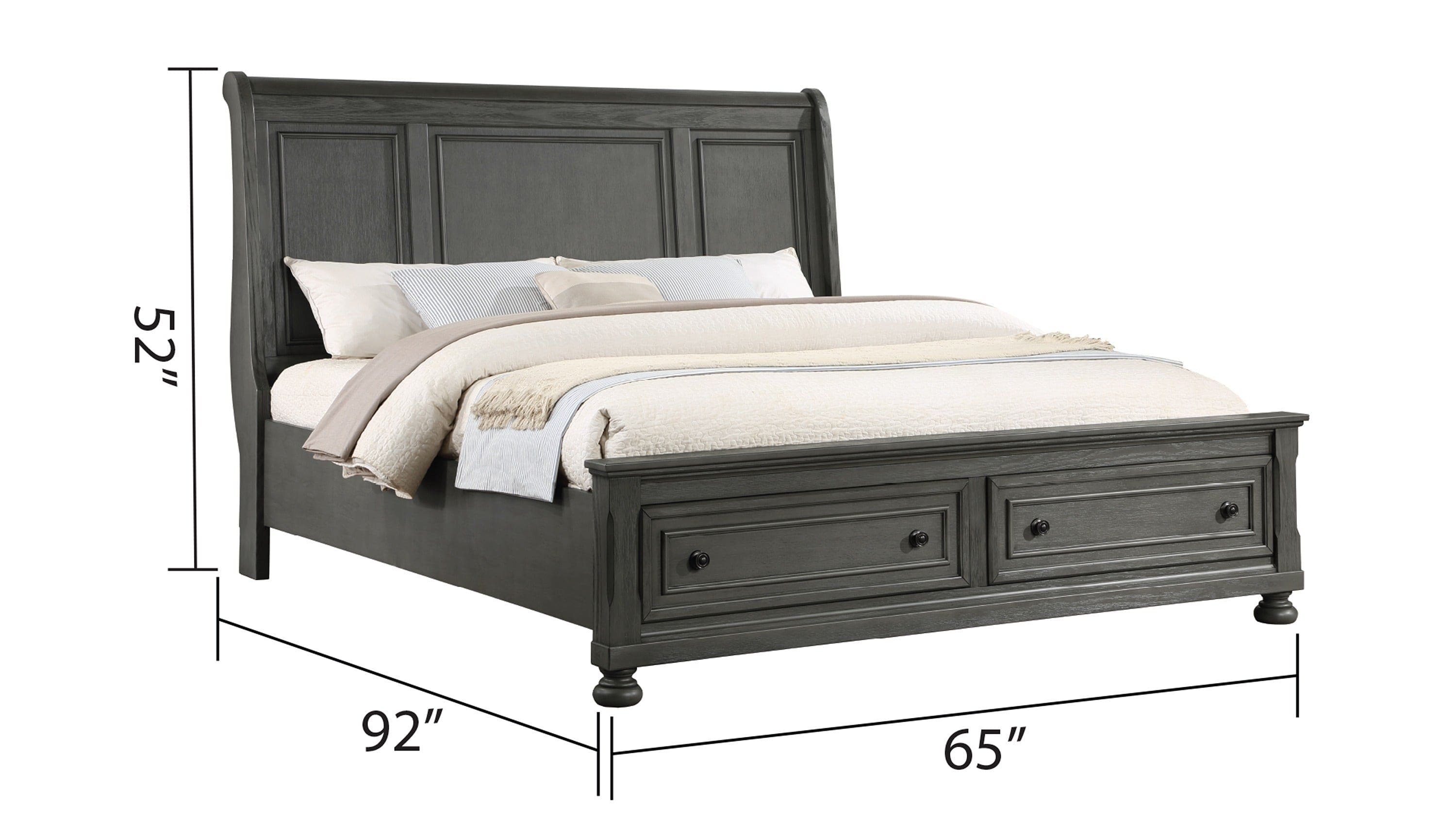 Jackson Modern Style Queen Bed Made with Wood & Rustic Gray Finish