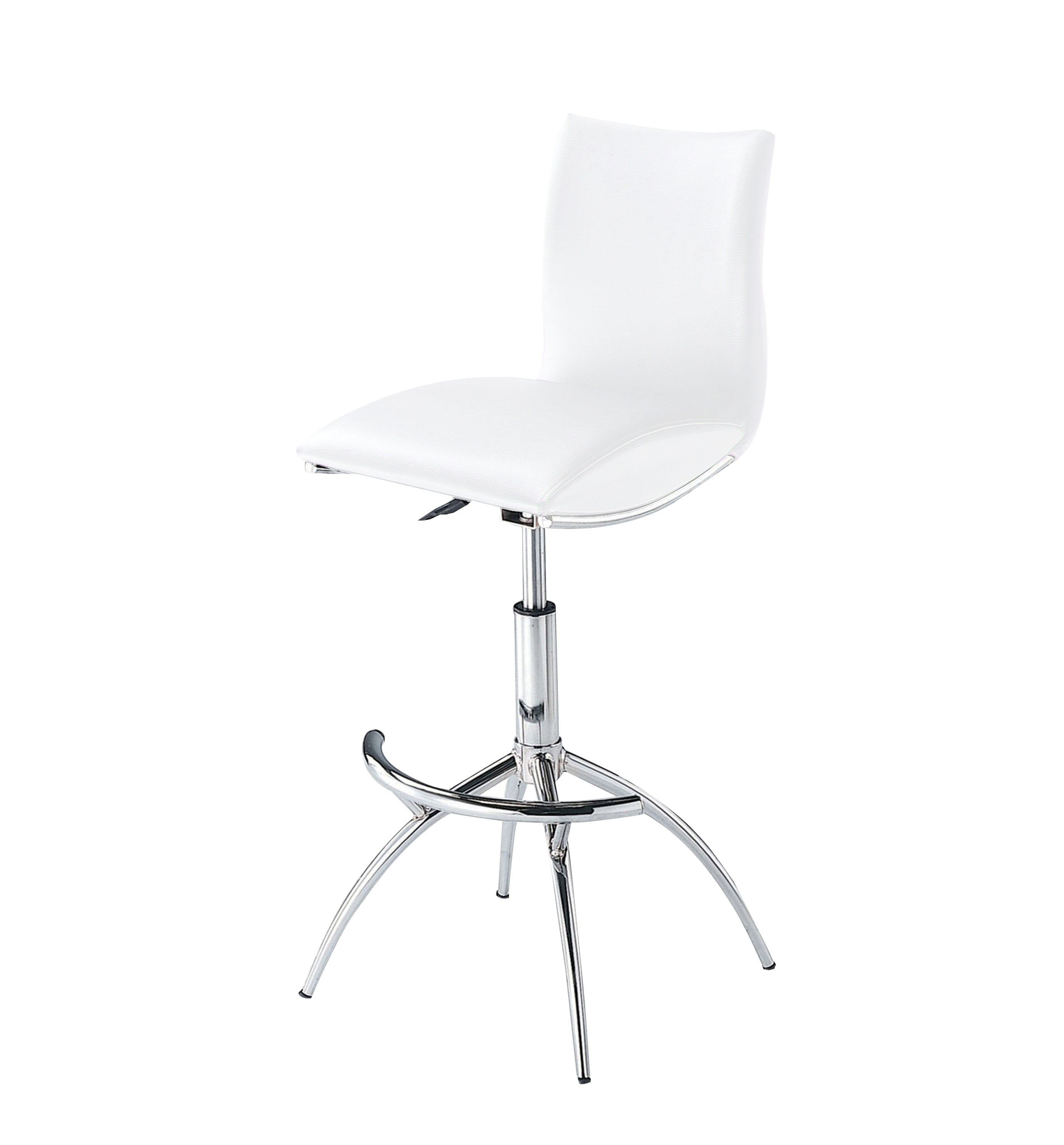 Modern Barstool Leatherette/Chrome Adjustable Height In White Color