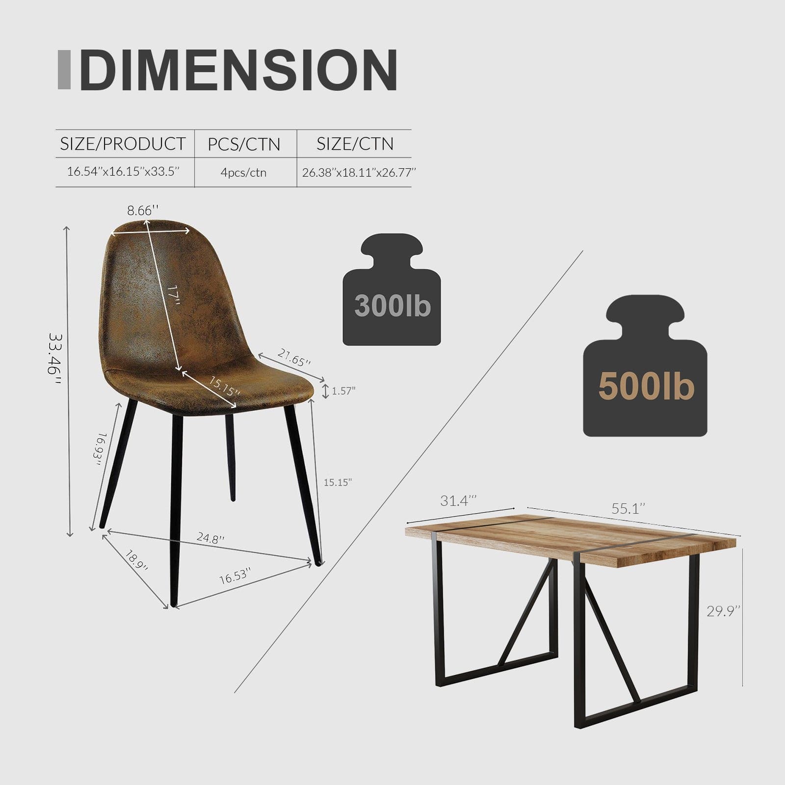 MDF Wood Colour Dining Table and Modern Dining Chairs Set of 4, Mid Century Wooden Kitchen Table Set, Metal Base & Legs, Dining Room Table and Suede  Chairs