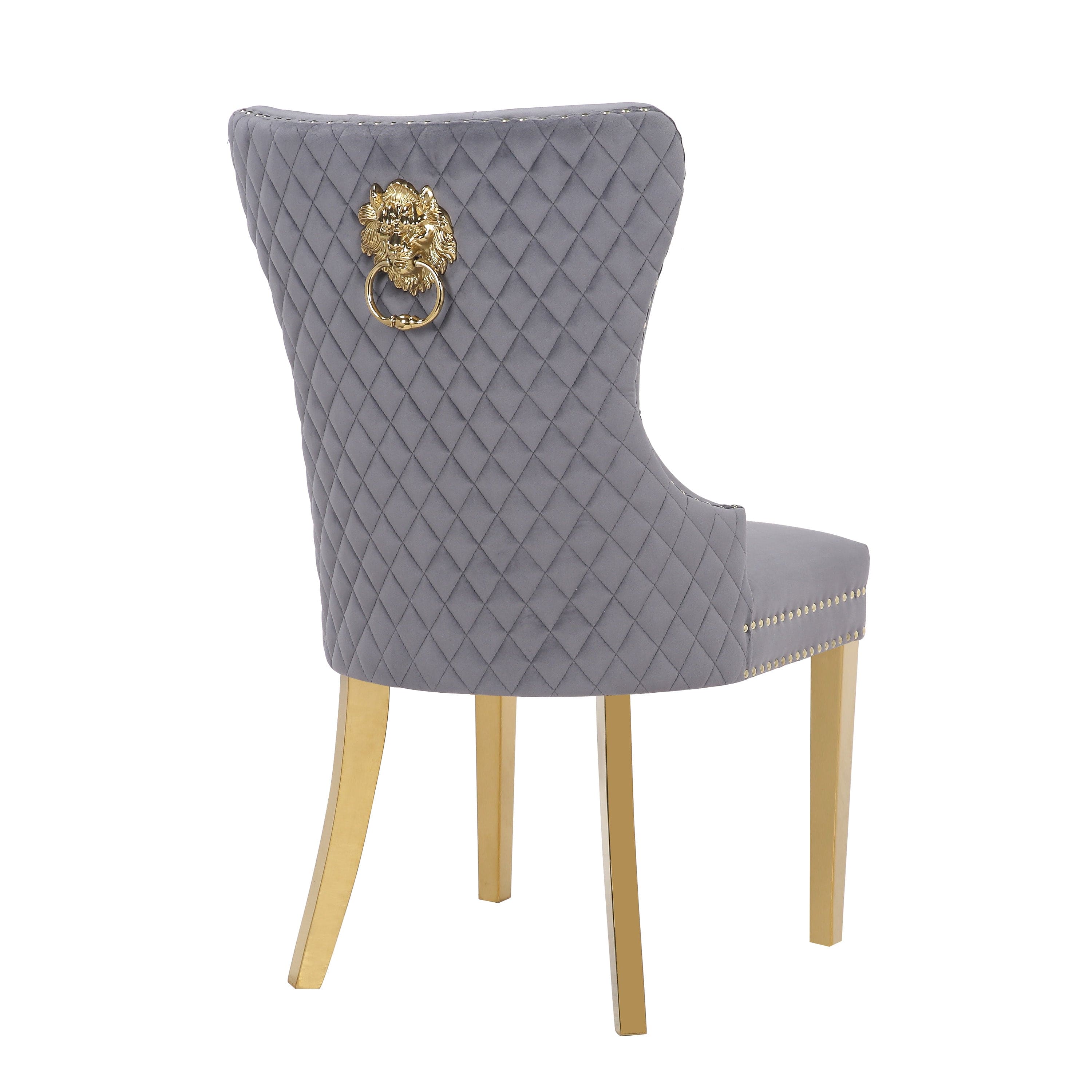 Simba Gold 2 Piece Dinning Chair Finish with Velvet Fabric in Dark Gray