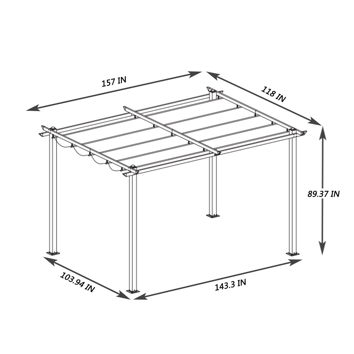 13 x 10 Ft Outdoor Patio Retractable Pergola With Canopy Sun shelter Pergola for Gardens,Terraces,Backyard