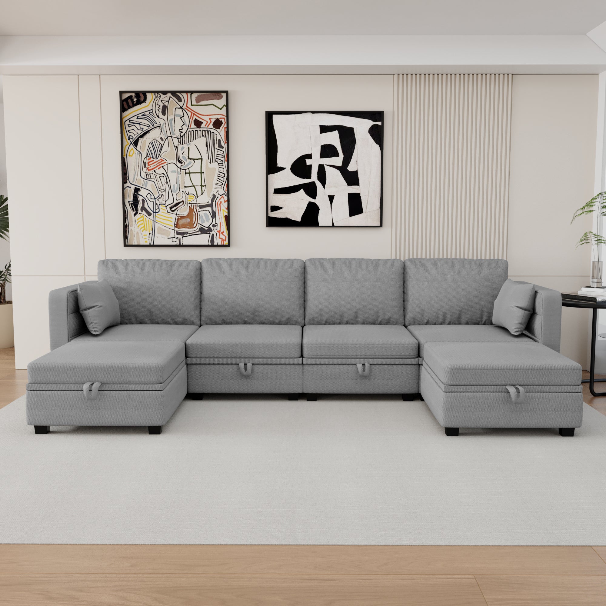 UNITED WE WIN Modular Sectional Sofa U Shaped Modular Couch with Reversible Chaise Modular Sofa Sectional Couch with Storage Seats