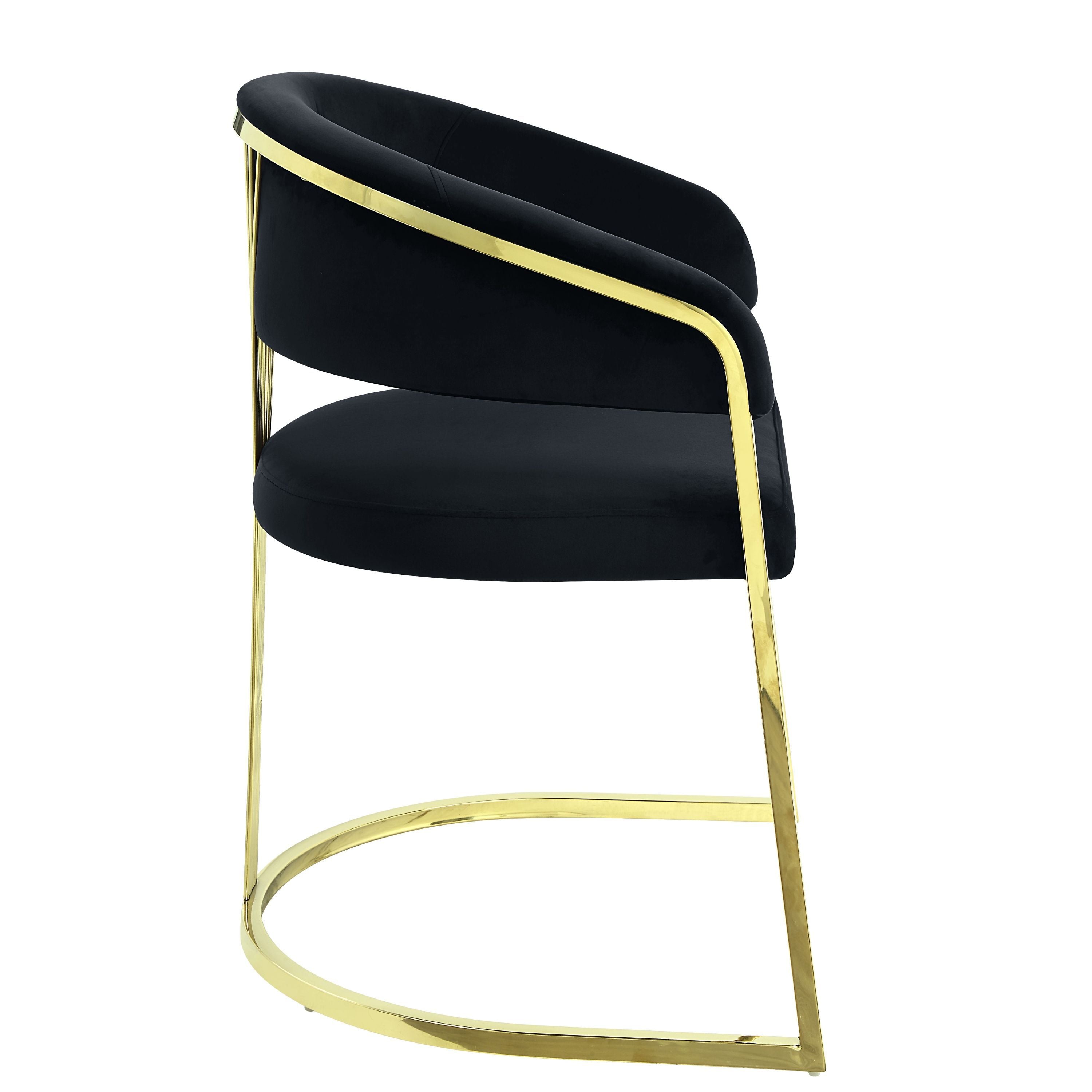 ACME Fallon Side Chair, Black Velvet & Mirrored Gold Finish DN01954