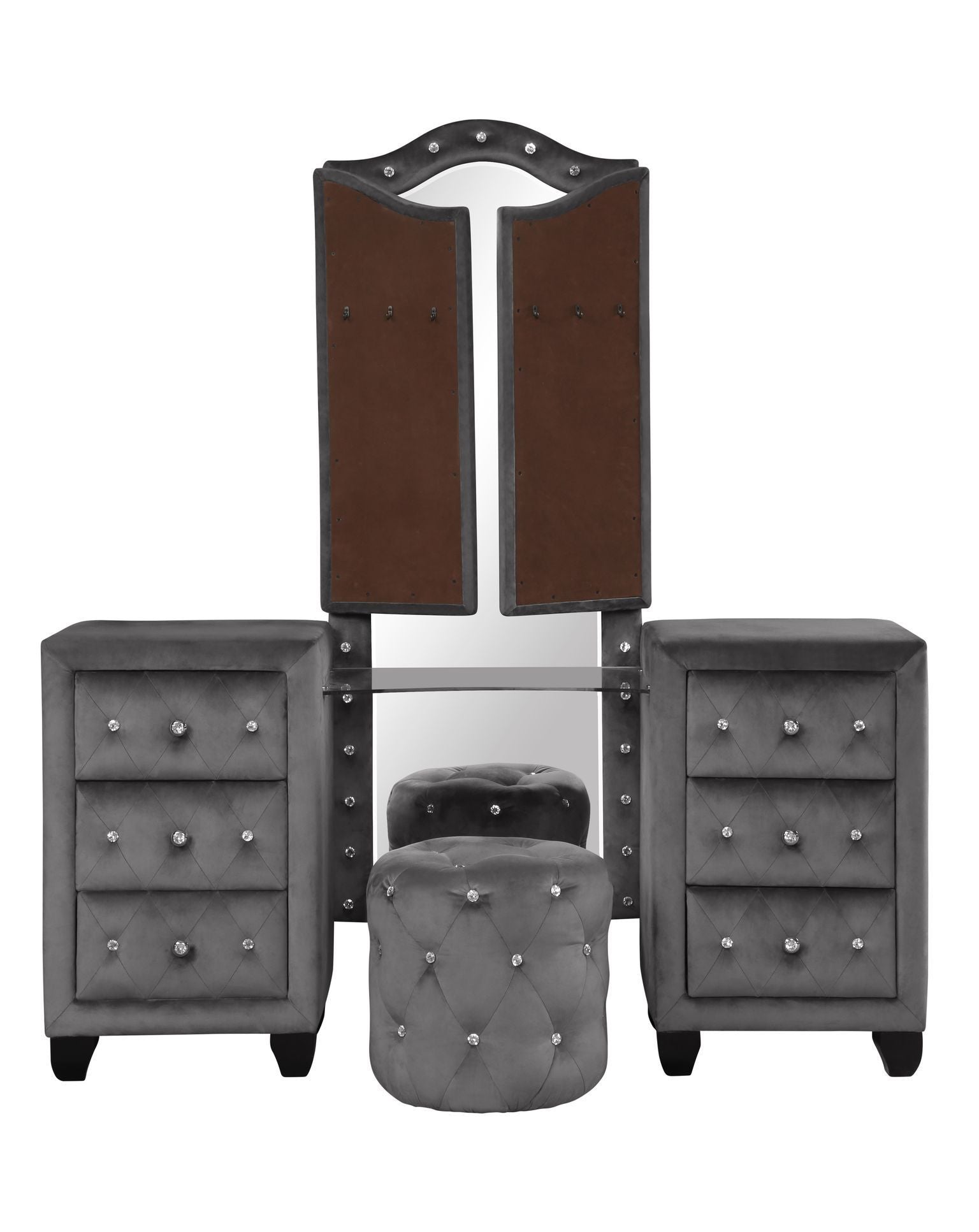 Sophia Queen Vanity 4 Piece Gray