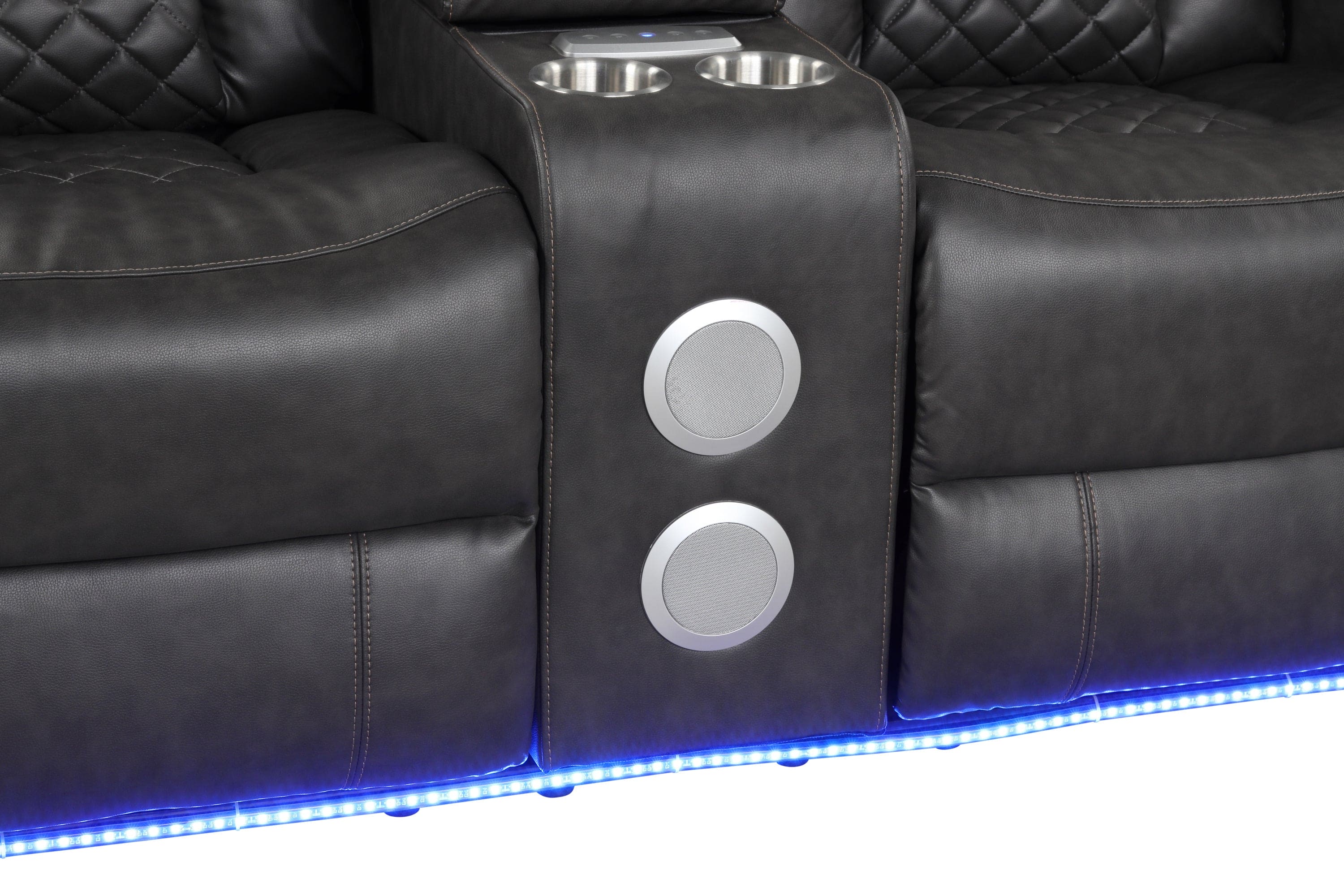 Benz LED & Power Reclining Loveseat Made With Faux Leather in Black