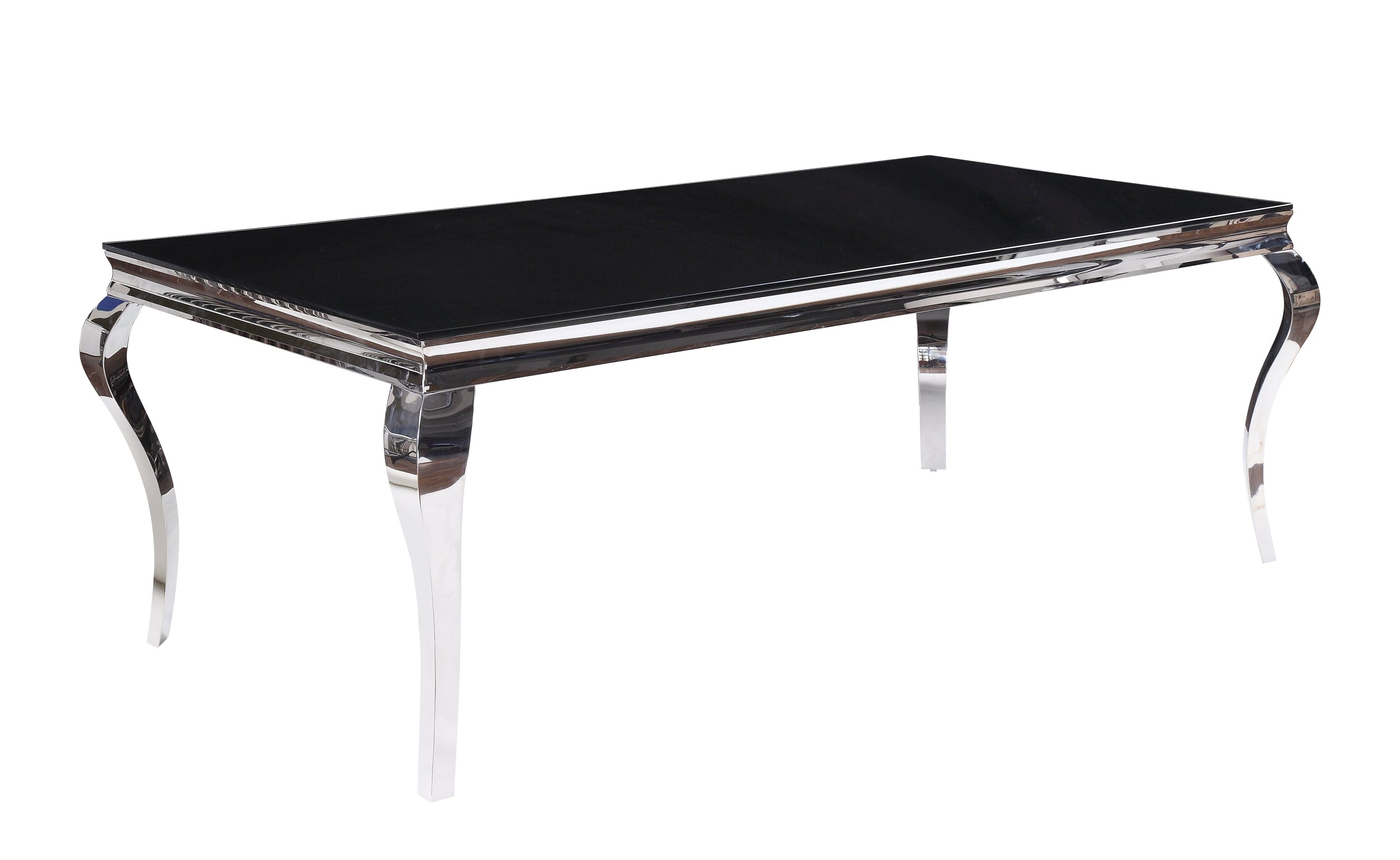 ACME Fabiola Dining Table in Stainless Steel & Black Glass 62070