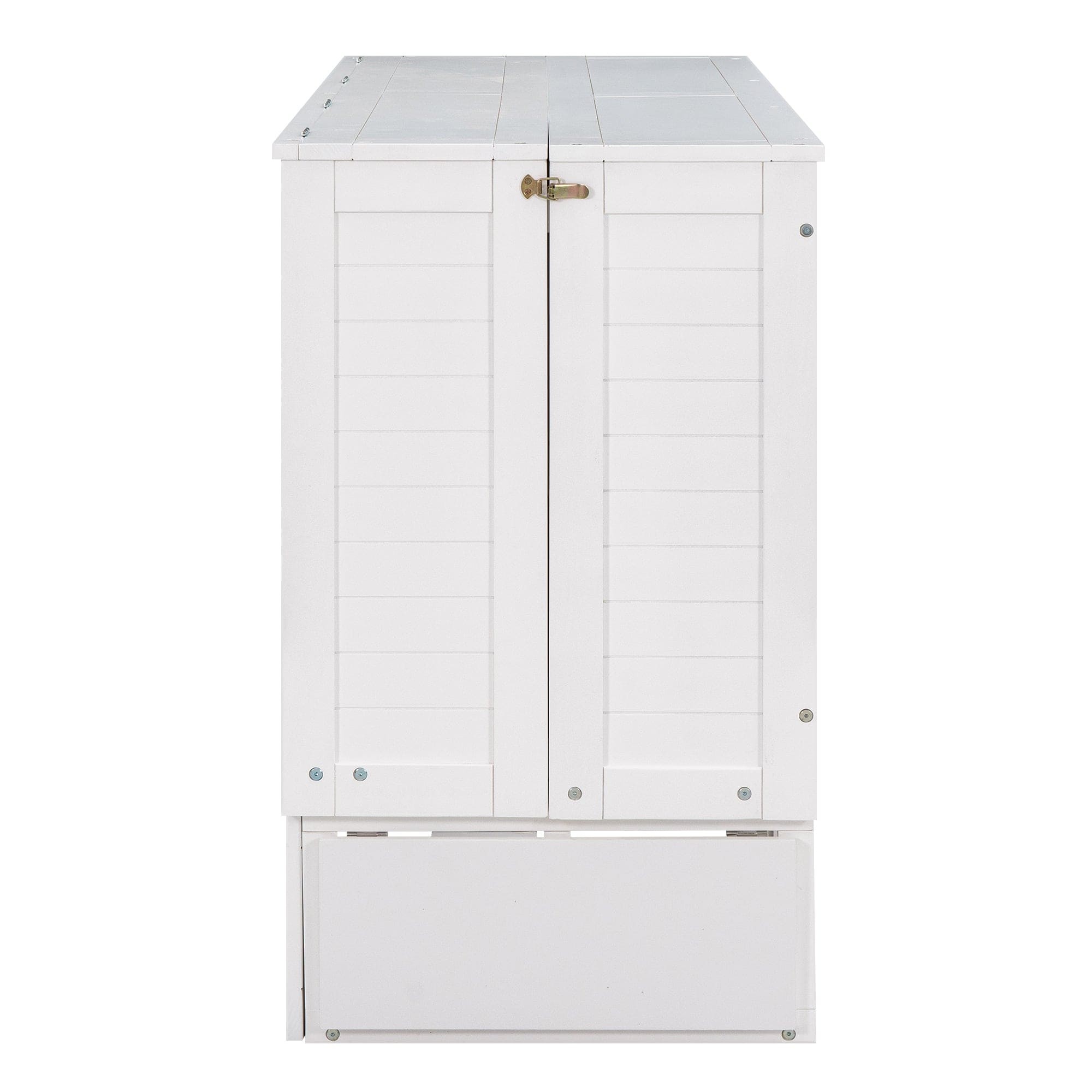 Queen Size Mobile Murphy Bed with Drawer and Little Shelves on Each Side,White