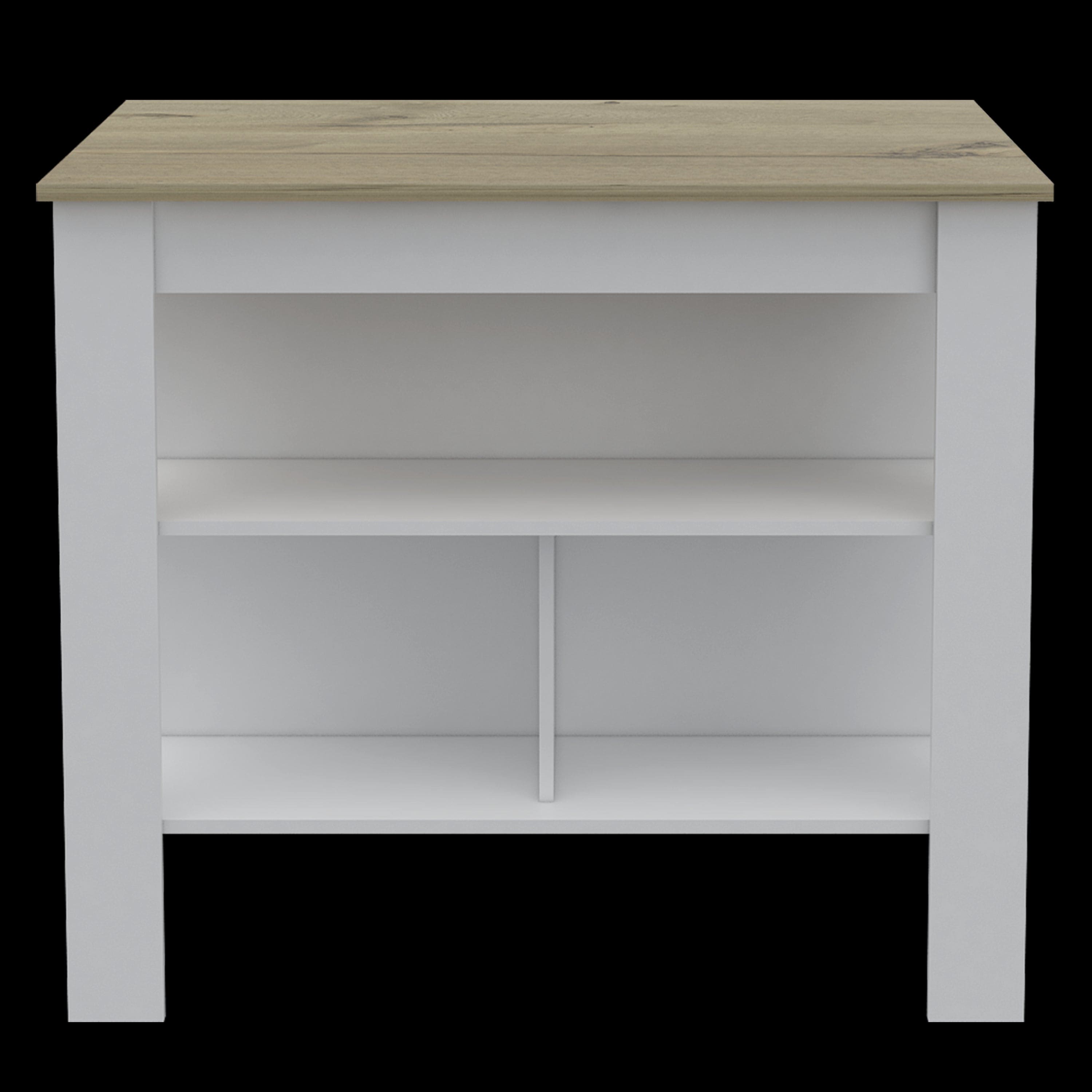 Rockaway 3-Shelf Kitchen Island White and Light Oak