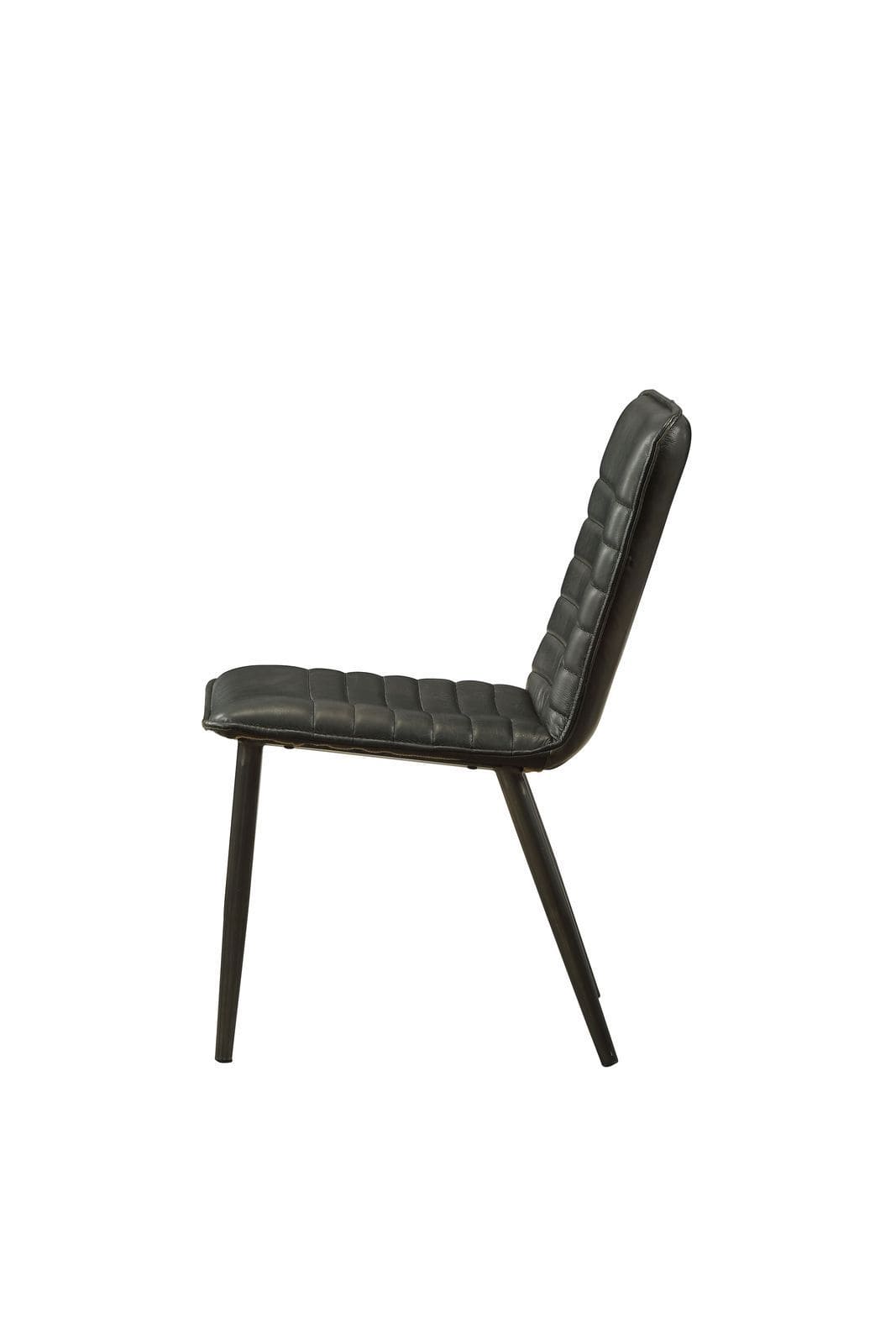 ACME Hosmer Side Chair (Set-2) in Black Top Grain Leather & Antique Black 70422