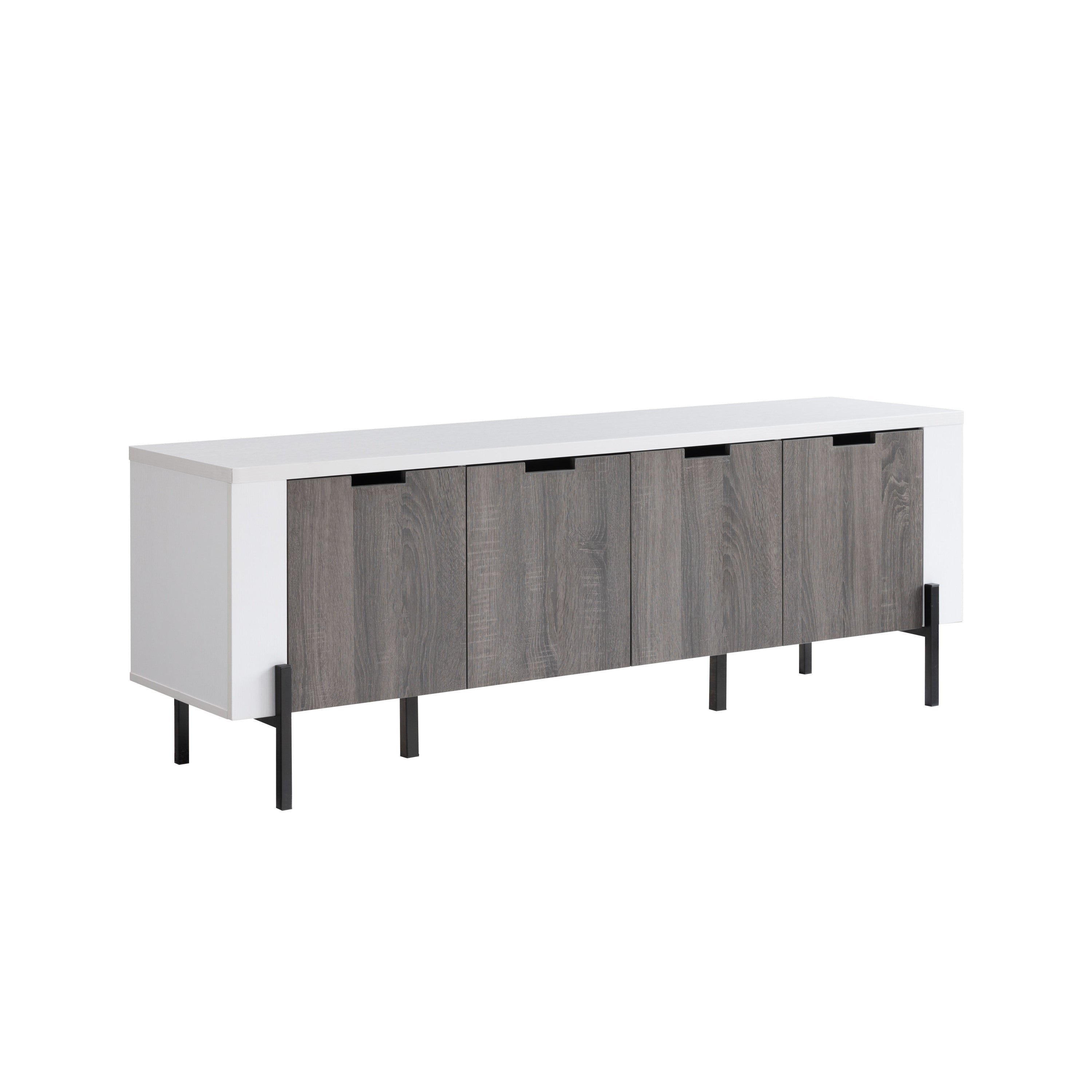 ID USA  213038 TV Stand White & Distressed Grey