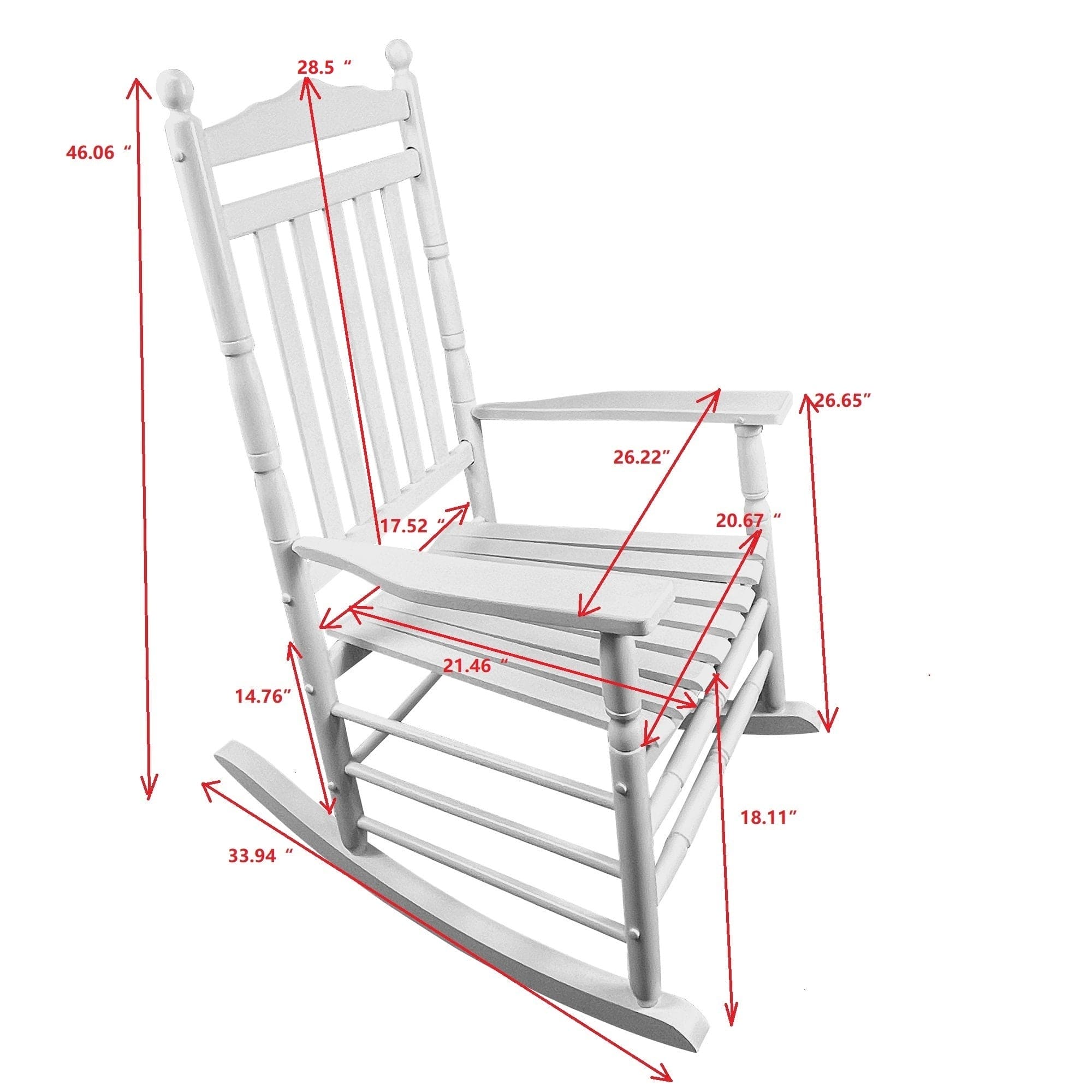 BALCONY PORCH ADULT ROCKING CHAIR - WHITE