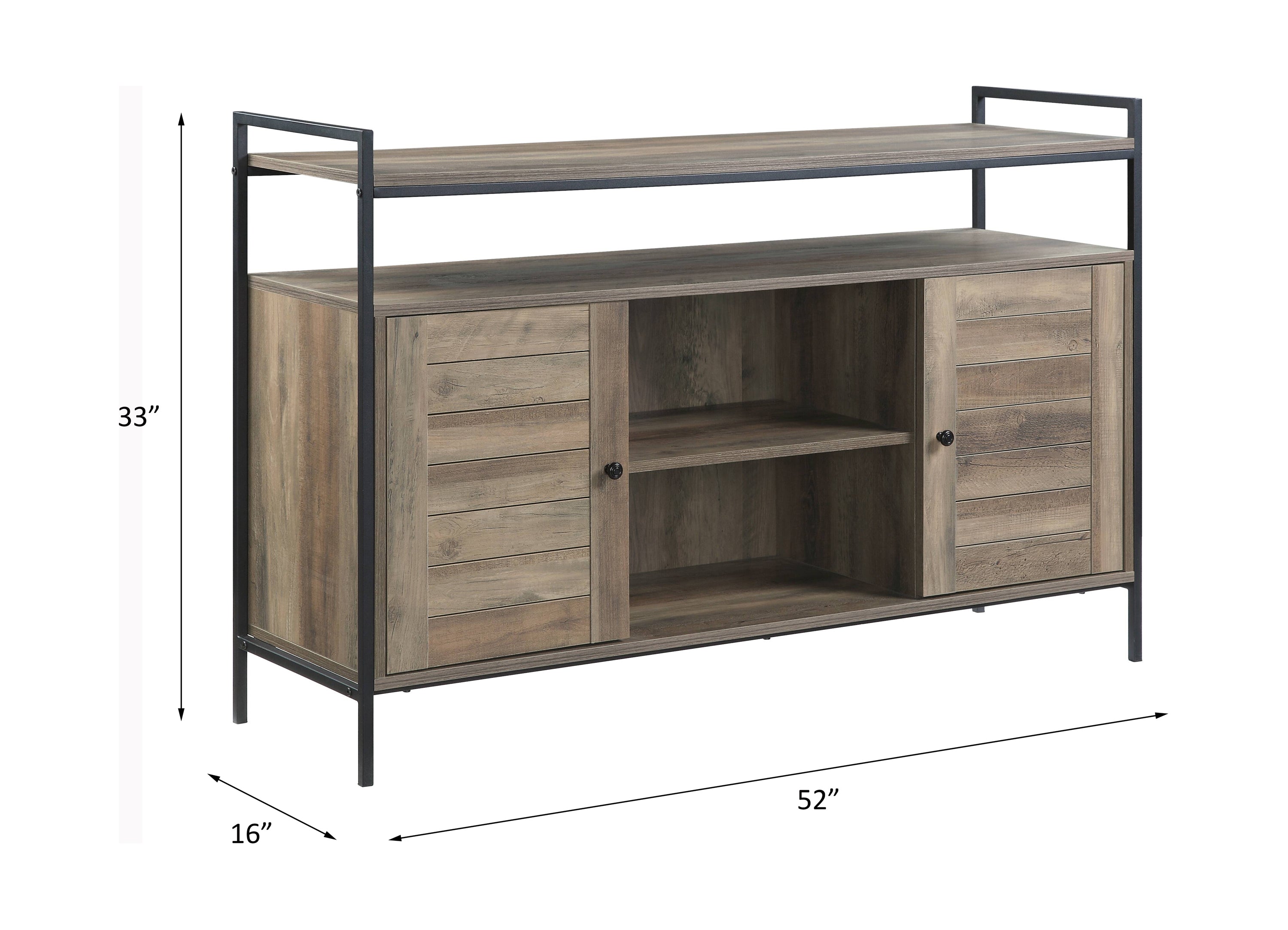 ACME Baina TV Stand in Rustic Oak & Black Finish LV00743