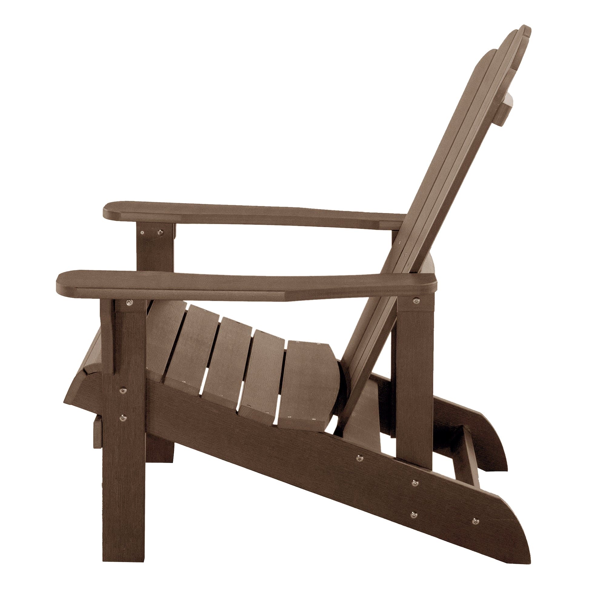 Key West Outdoor Plastic Wood Adirondack Chair, Patio Chair for Deck, Backyards, Lawns, Poolside, and Beaches, Weather Resistant, Brown