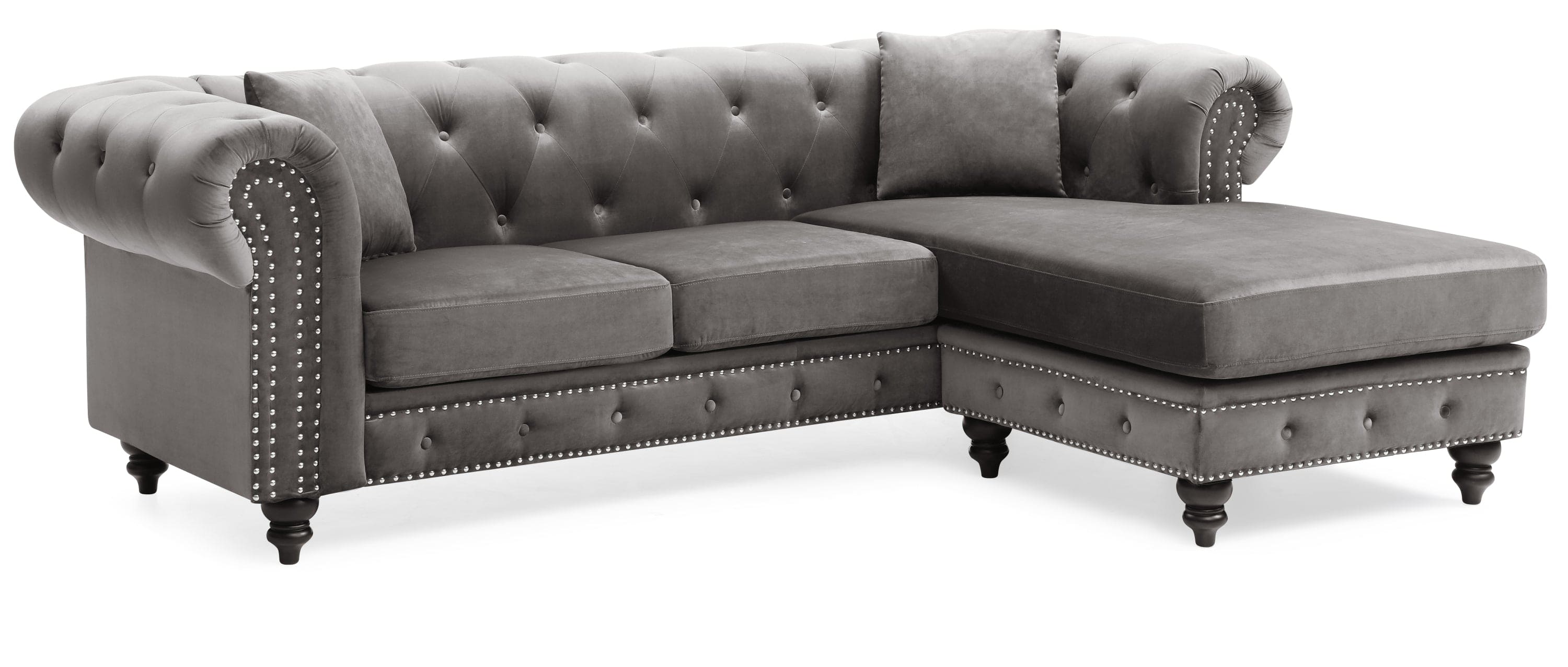 Glory Furniture Nola G0350B-SC Sofa Chaise ( 3 Boxes ) , DARK GRAY