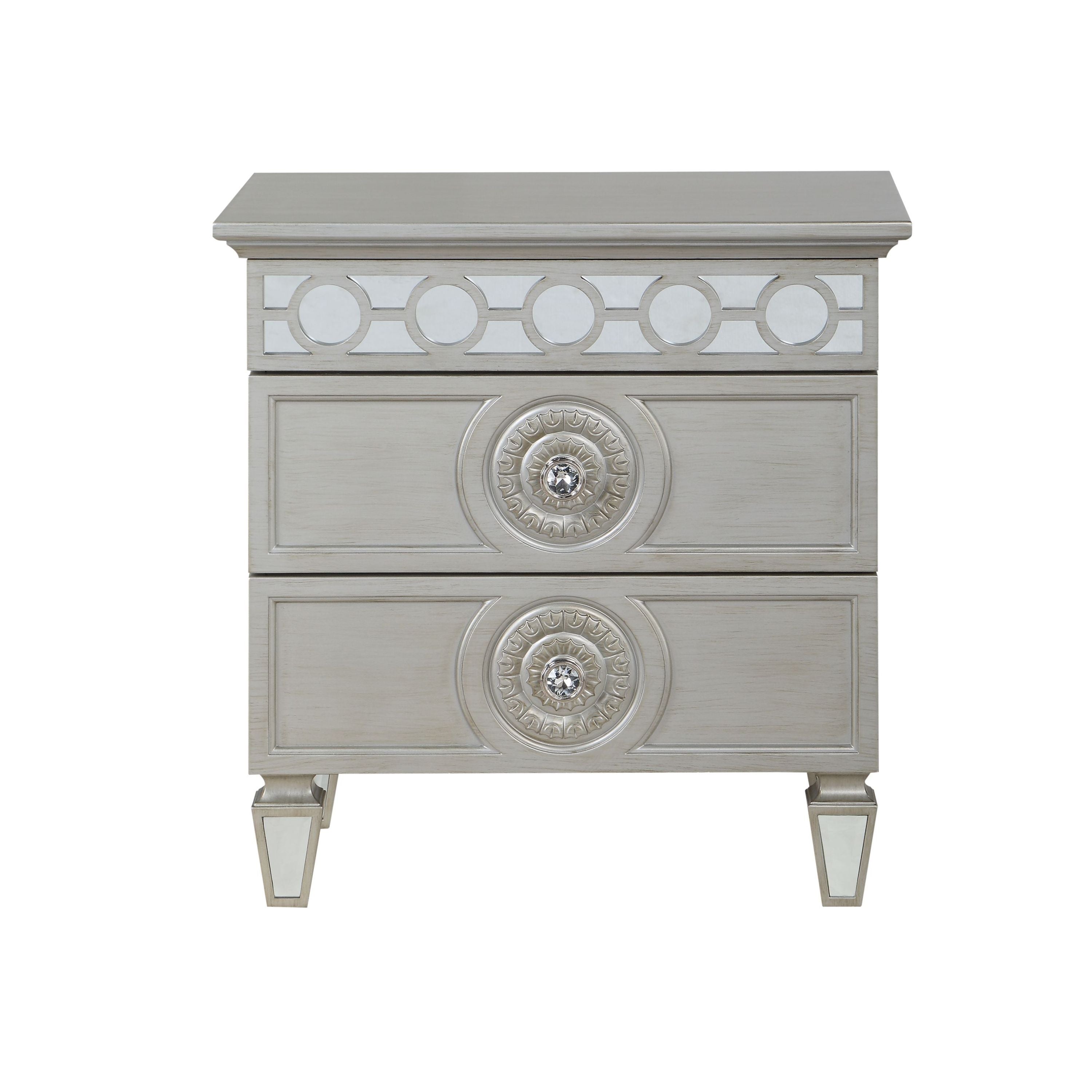 ACME Varian Nightstand, Silver & Mirrored Finish BD01280