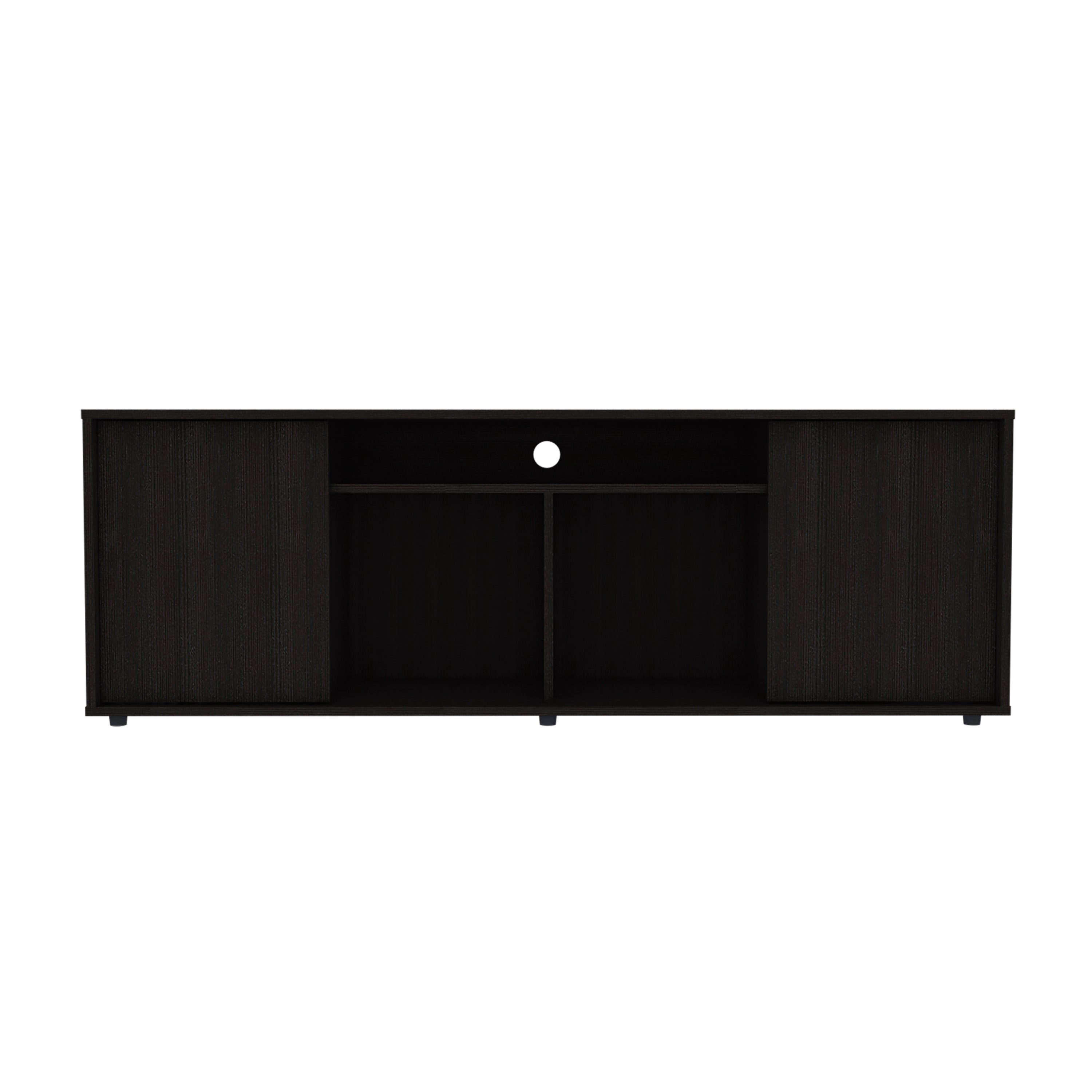 Prana Tv Stand fot TV´s up 60" Four Shelves, Two Cabinets With Single Door -Black