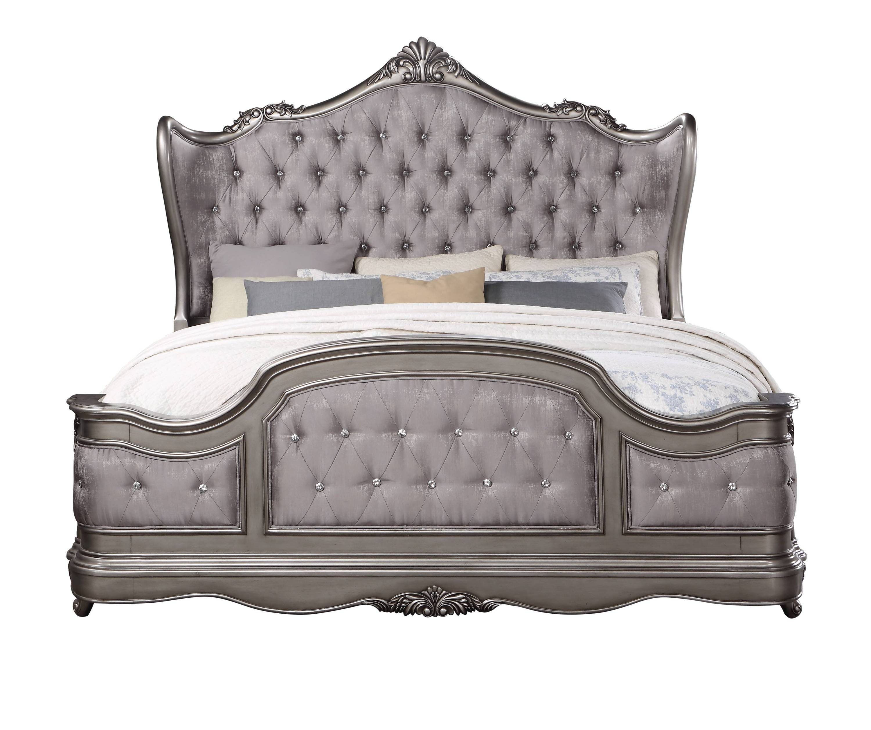 ACME Ausonia Eastern King Bed, Antique Platinum Finish BD00602EK