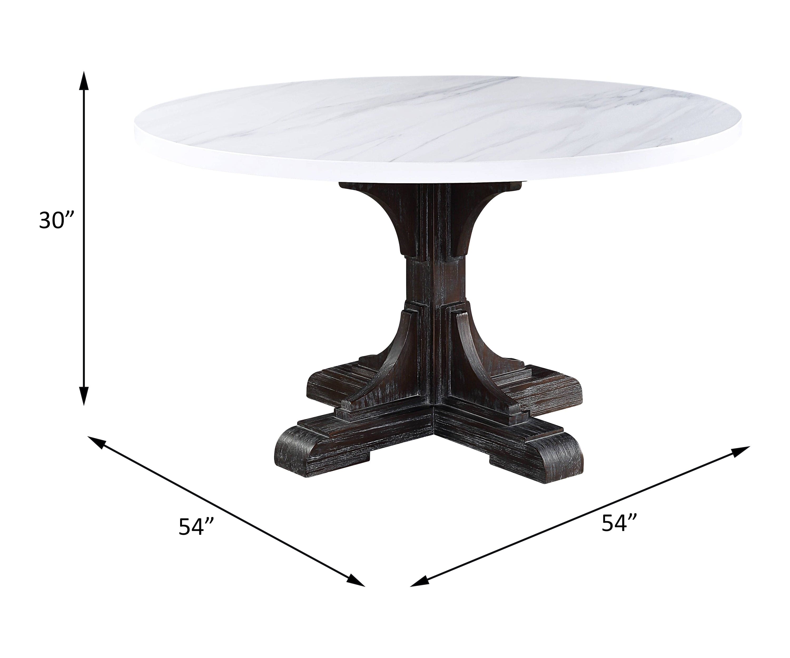 ACME Gerardo Dining Table, White Marble & Weathered Espresso DN00090